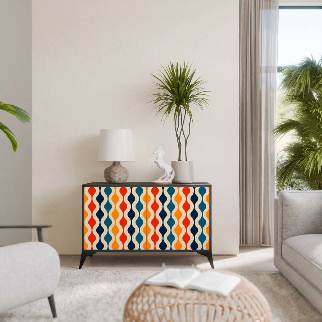 Buffet 2 portes COLORFUL NOSTALGIE en finition noire