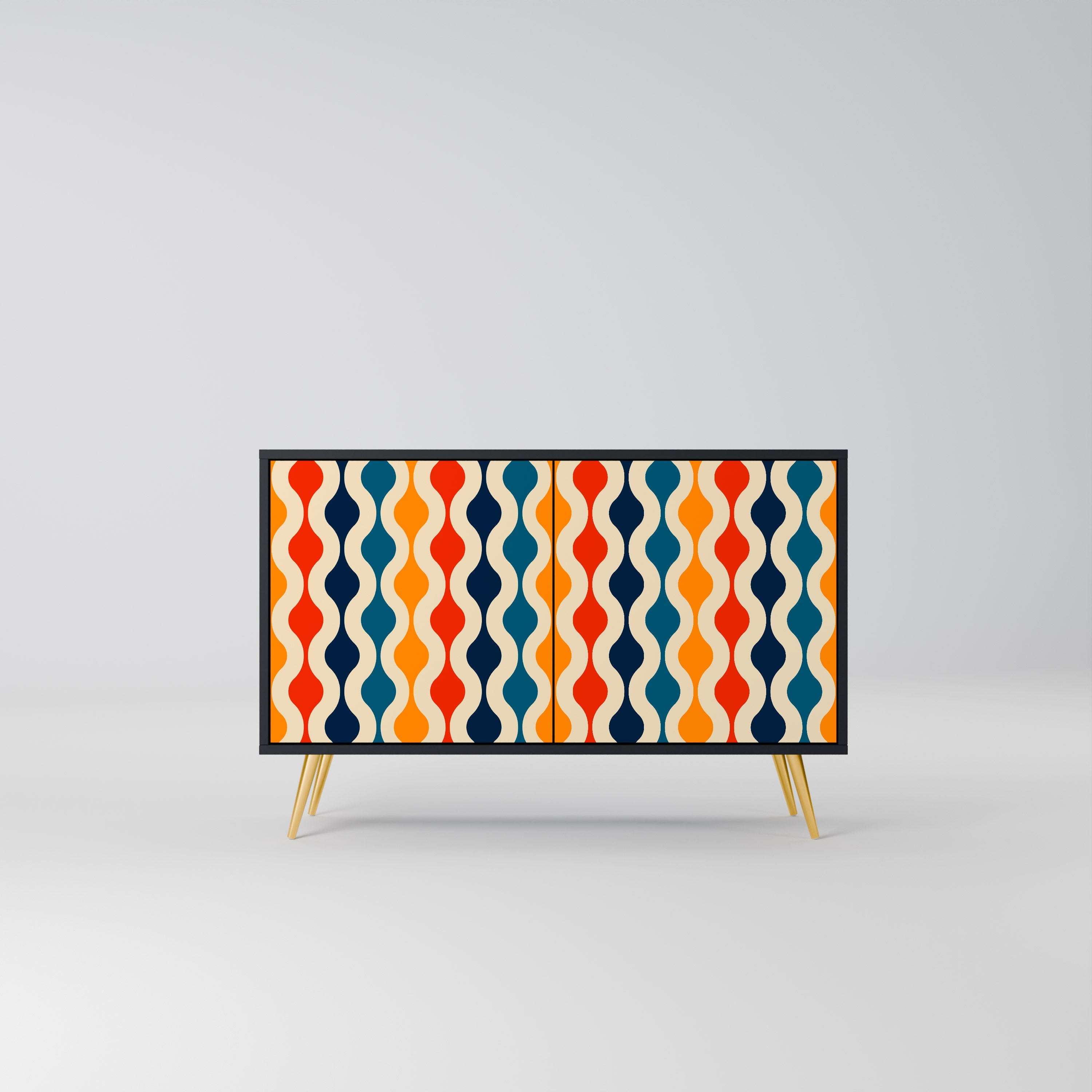 Buffet 2 portes COLORFUL NOSTALGIE en finition noire