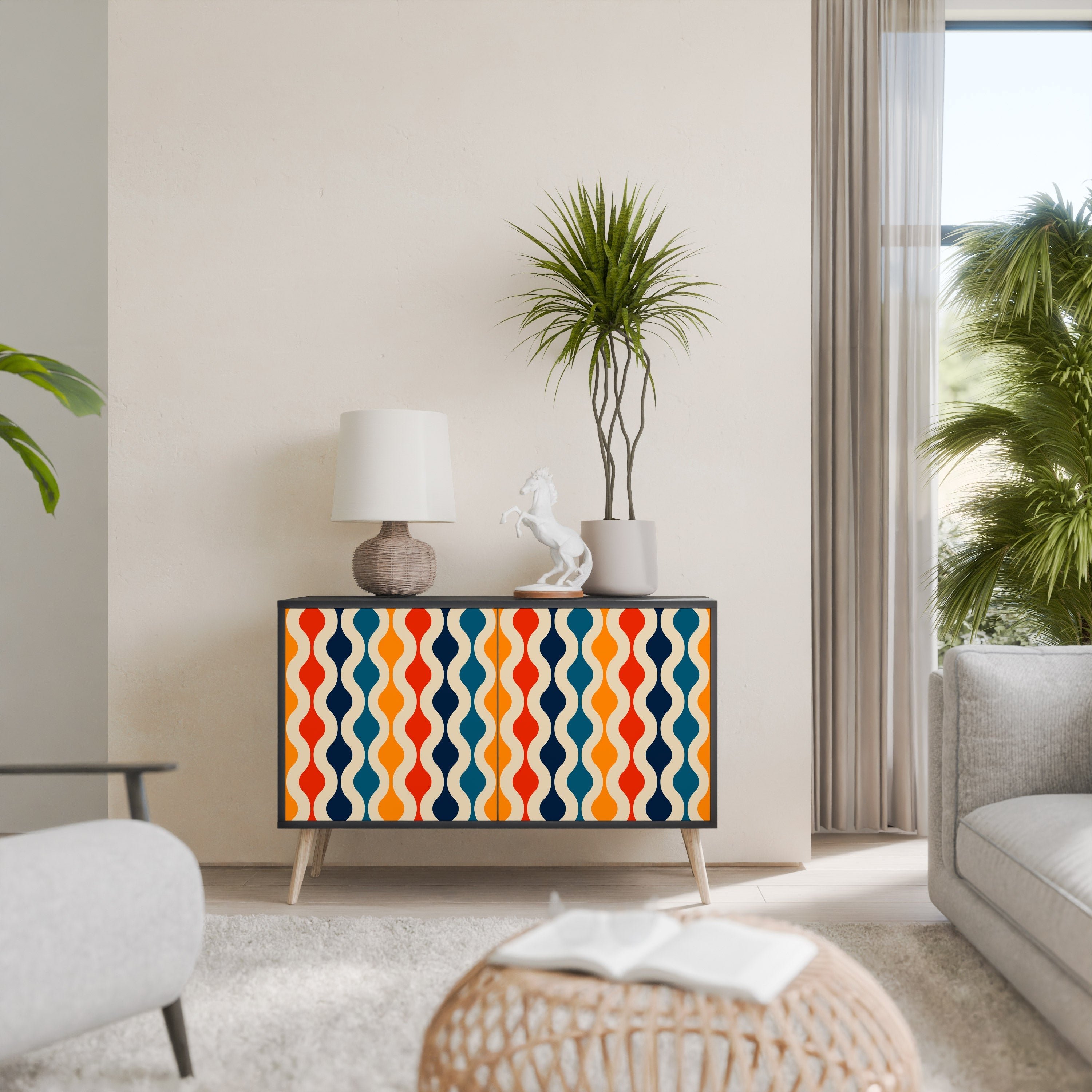 Buffet 2 portes COLORFUL NOSTALGIE en finition noire