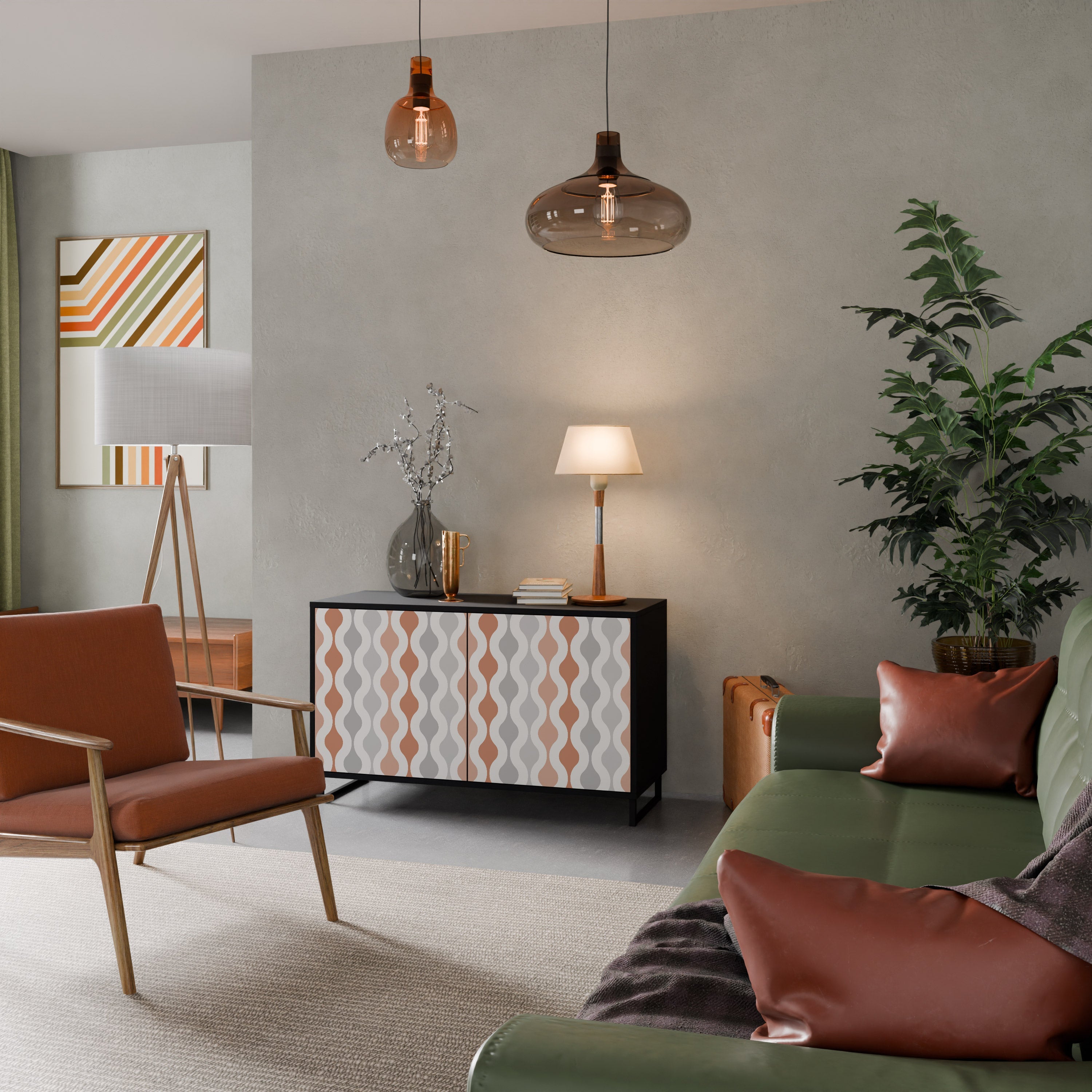 Buffet 2 portes HAZY NOSTALGIE en finition noire