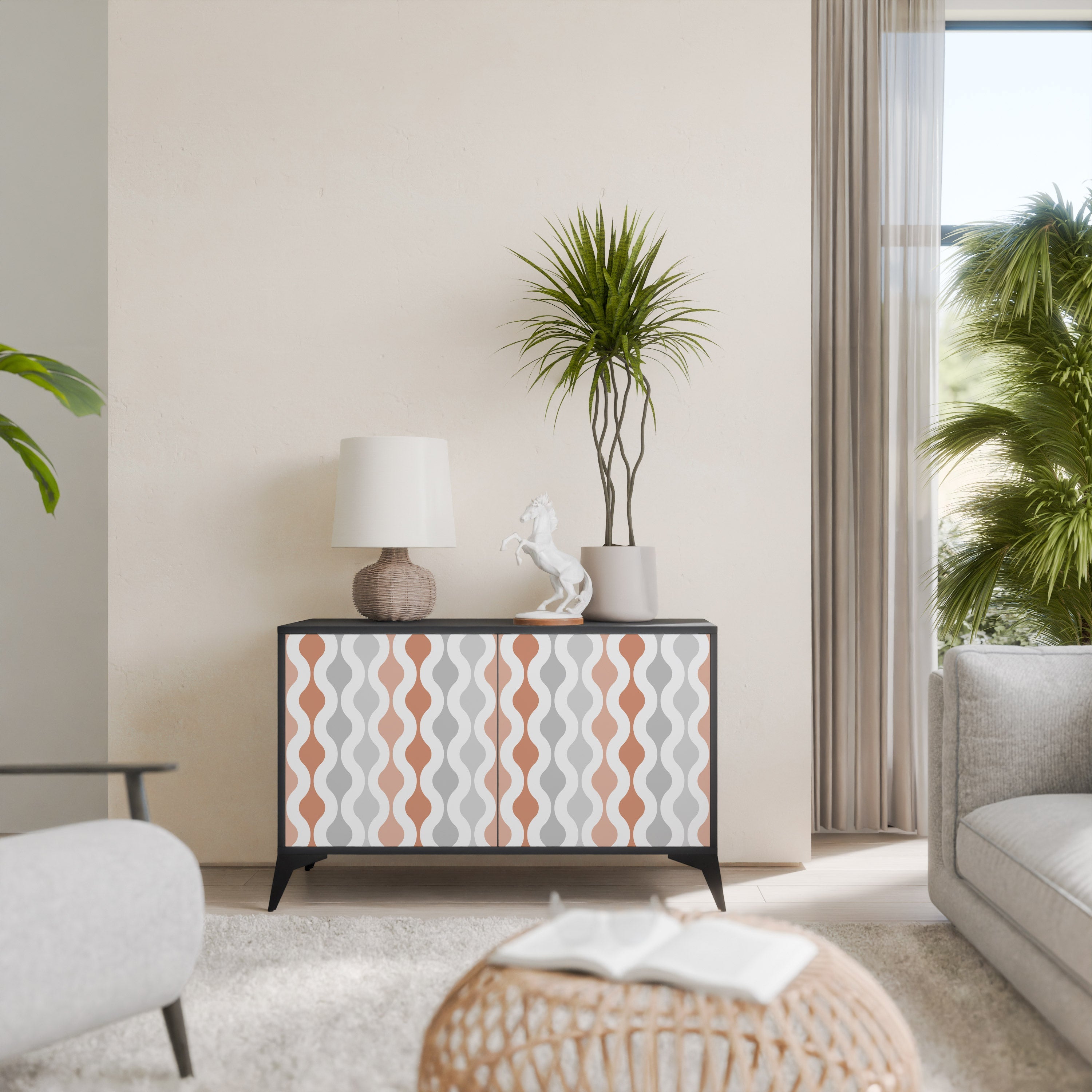 Buffet 2 portes HAZY NOSTALGIE en finition noire