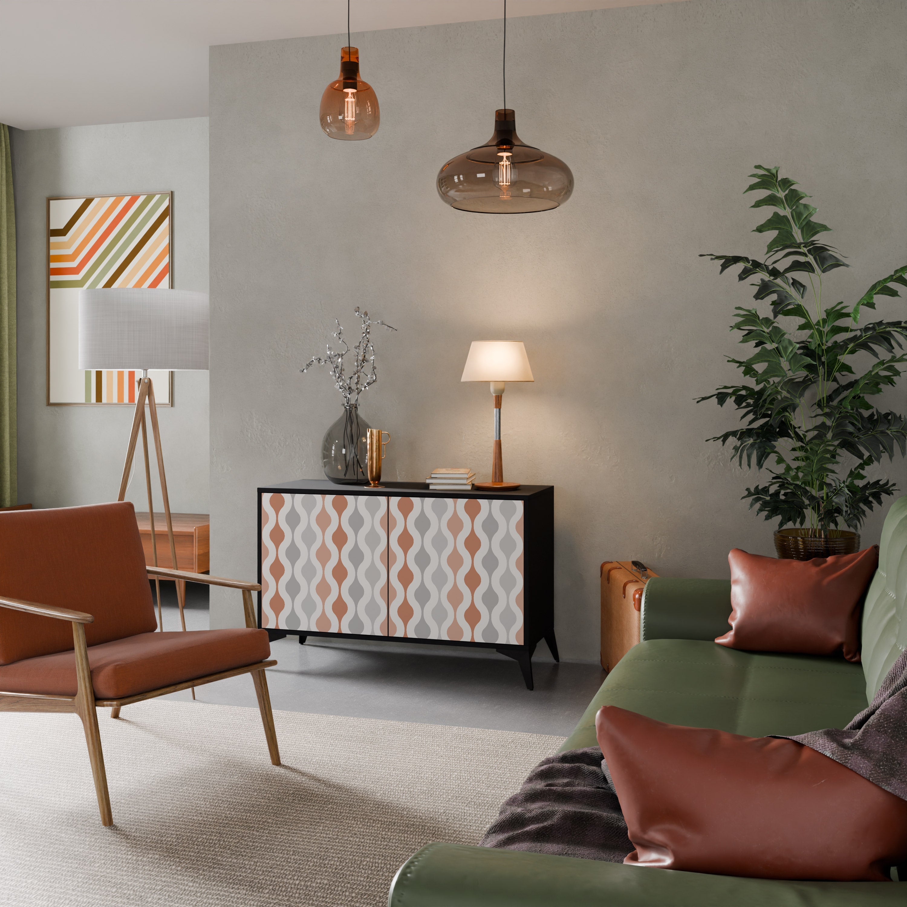 Buffet 2 portes HAZY NOSTALGIE en finition noire