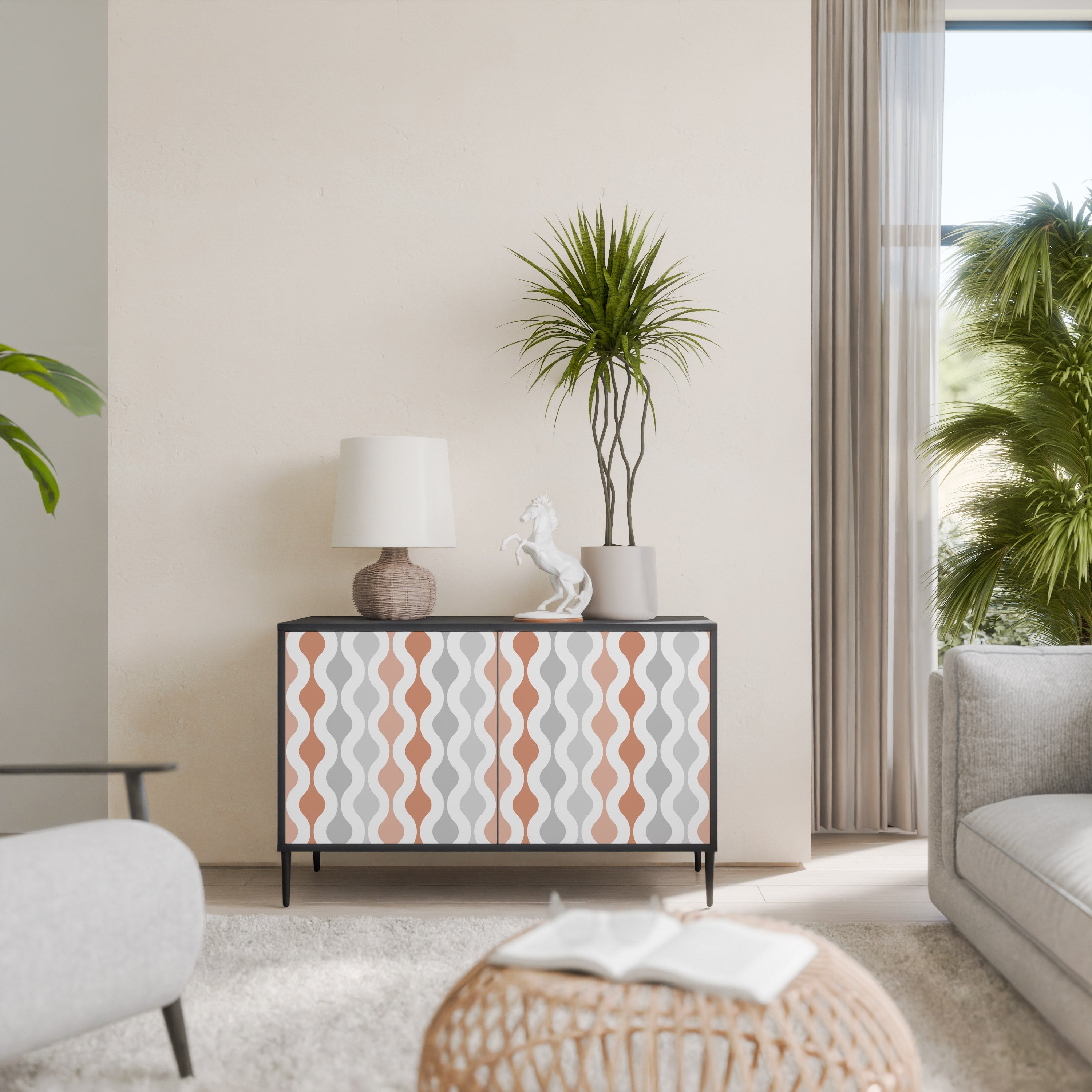 Buffet 2 portes HAZY NOSTALGIE en finition noire