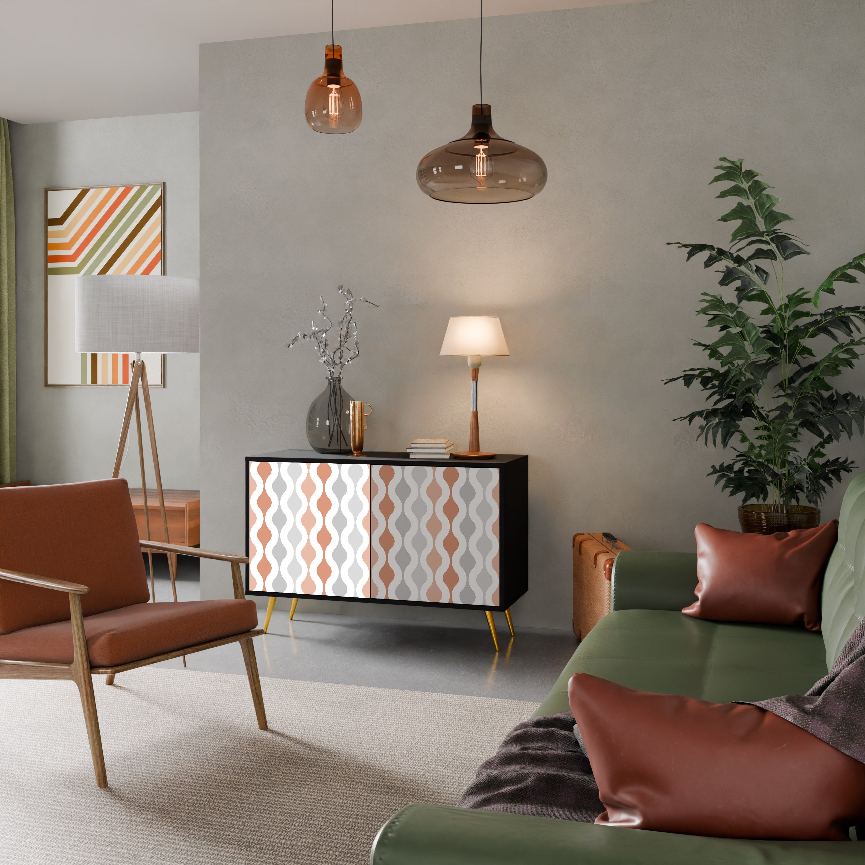 Buffet 2 portes HAZY NOSTALGIE en finition noire