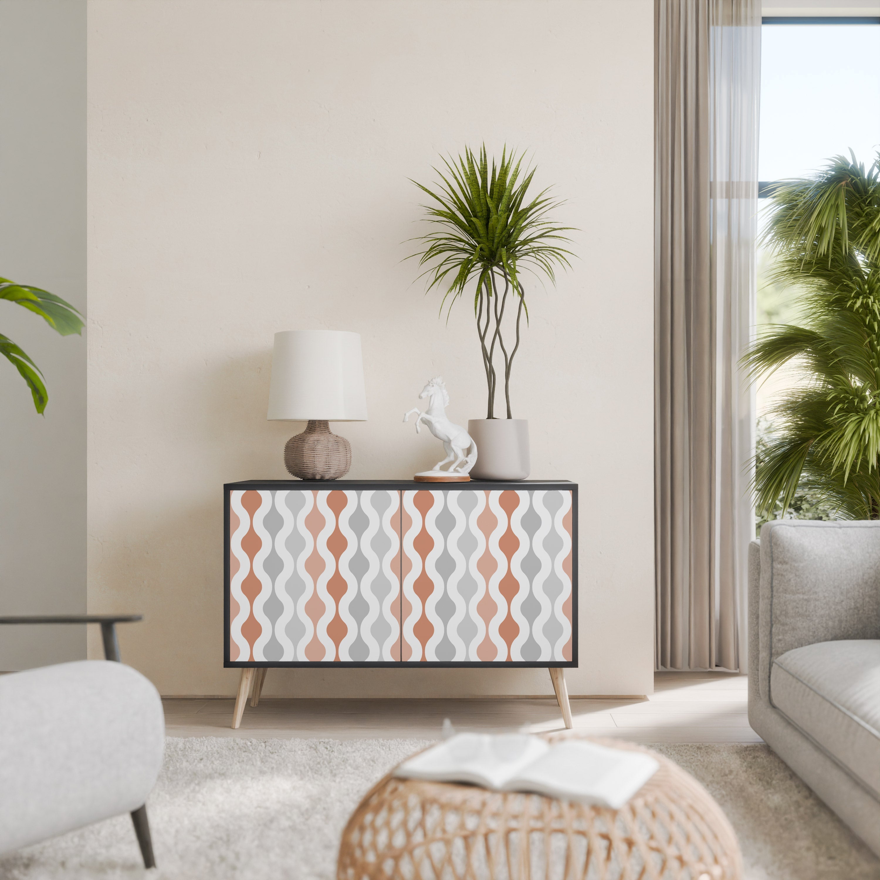 Buffet 2 portes HAZY NOSTALGIE en finition noire