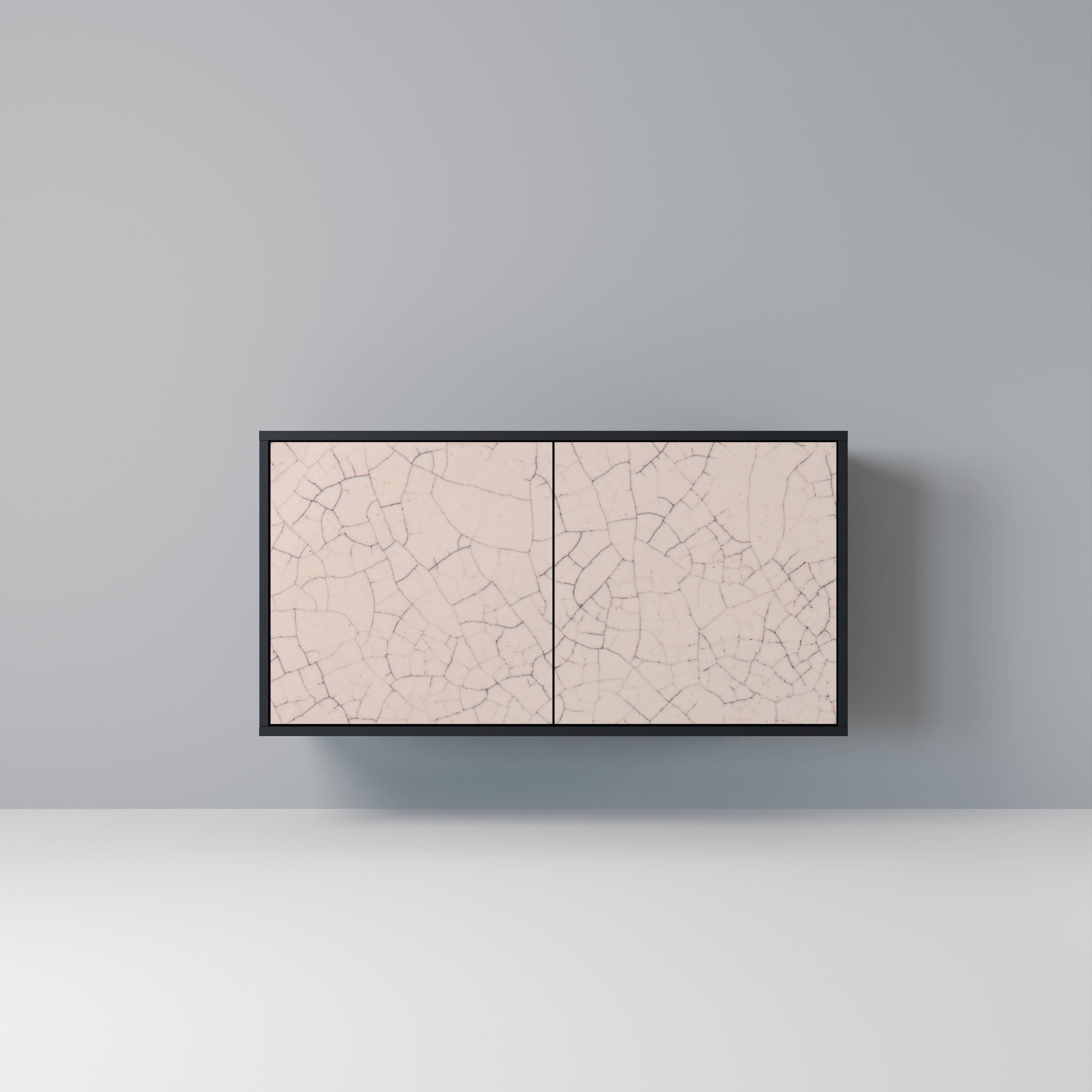 Buffet 2 portes en céramique texturée, finition noire