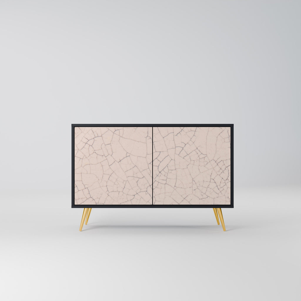 Buffet 2 portes en céramique texturée, finition noire