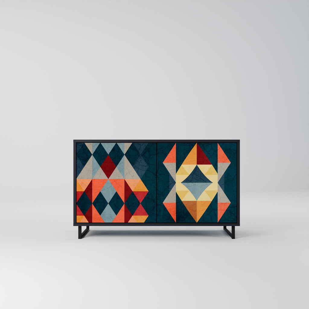 Buffet 2 portes CRACKED ILLUSION finition noire