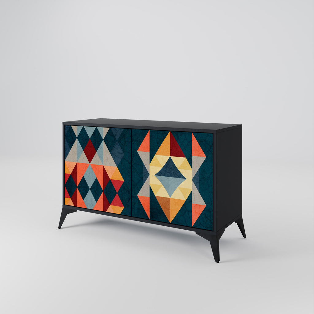 Buffet 2 portes CRACKED ILLUSION finition noire