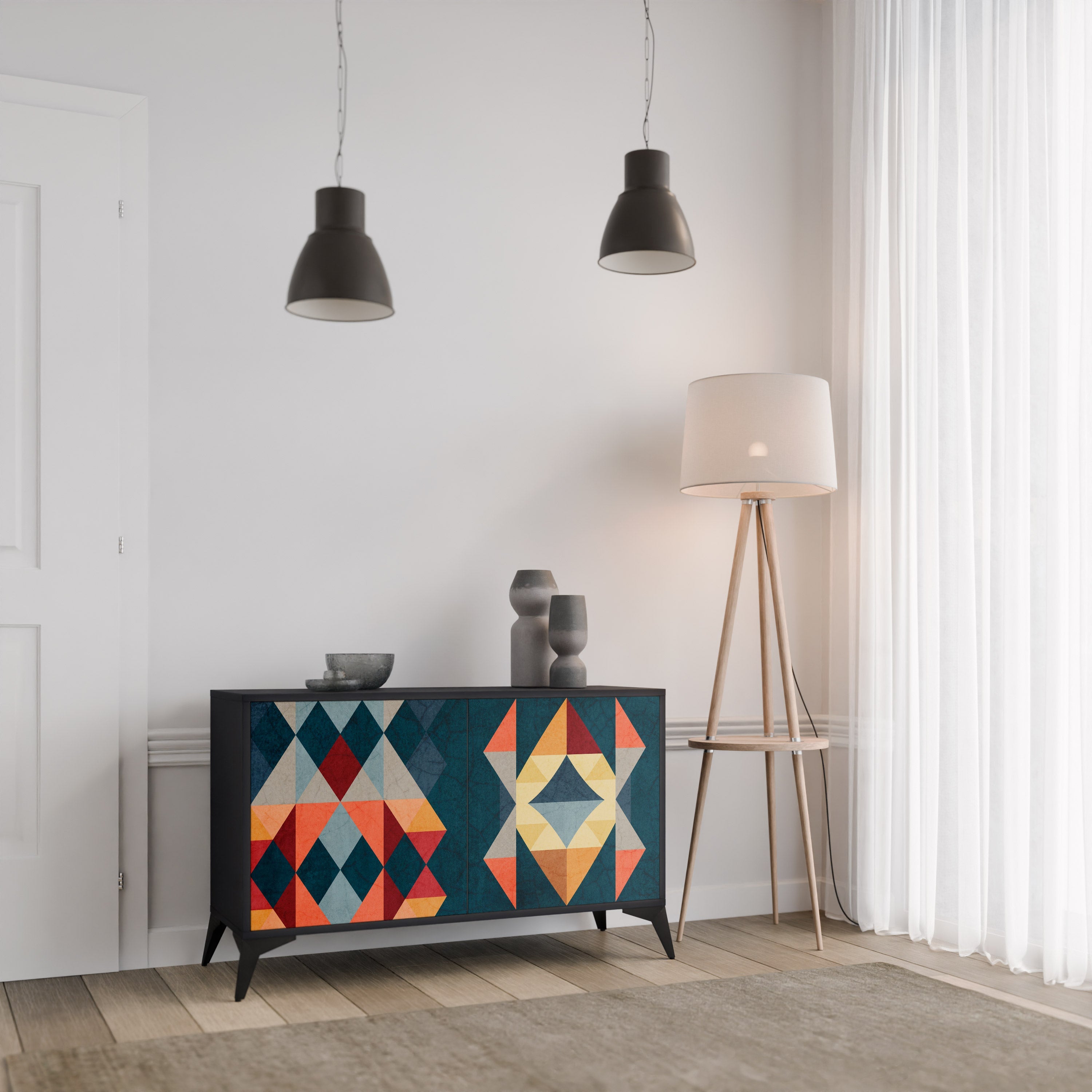 Buffet 2 portes CRACKED ILLUSION finition noire