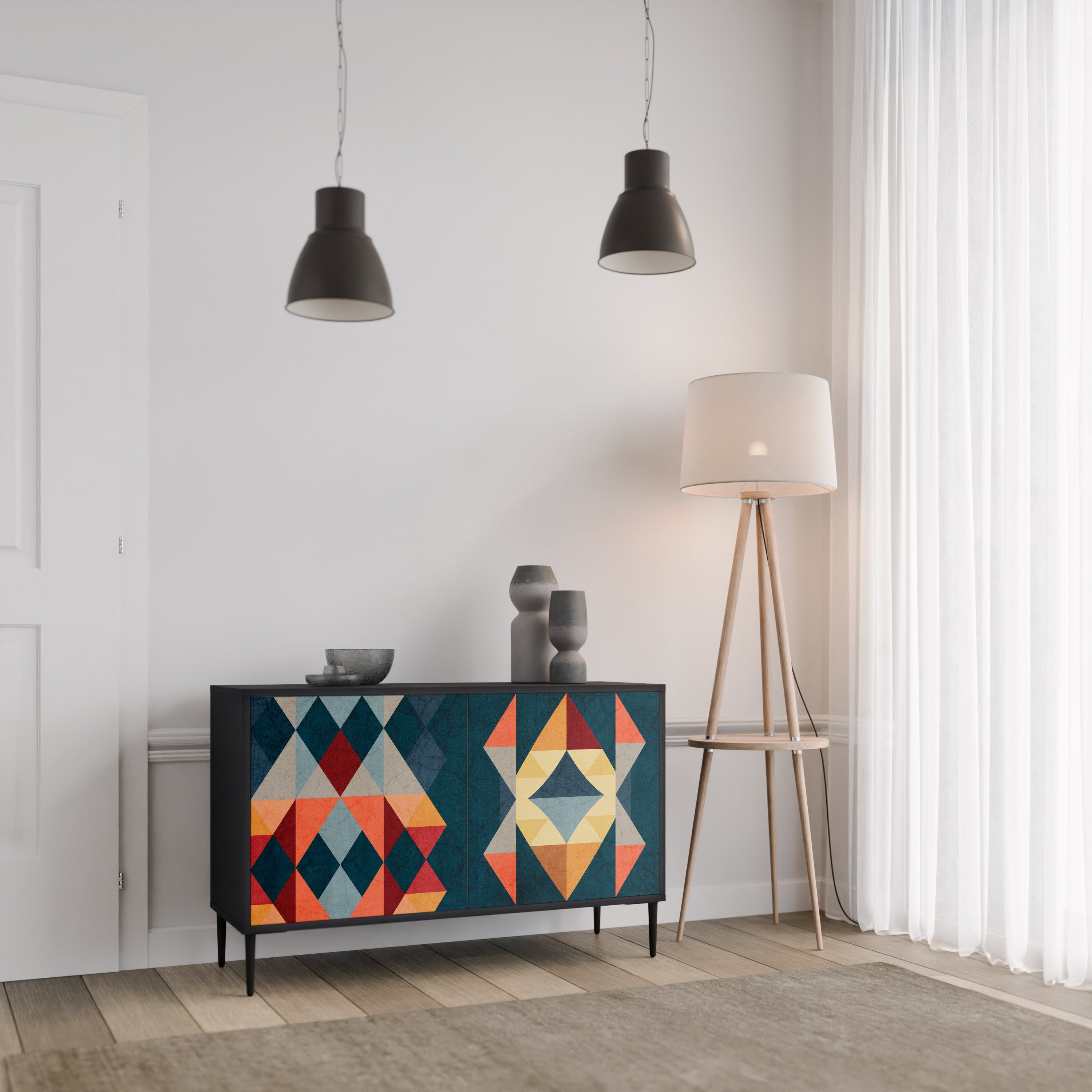 Buffet 2 portes CRACKED ILLUSION finition noire