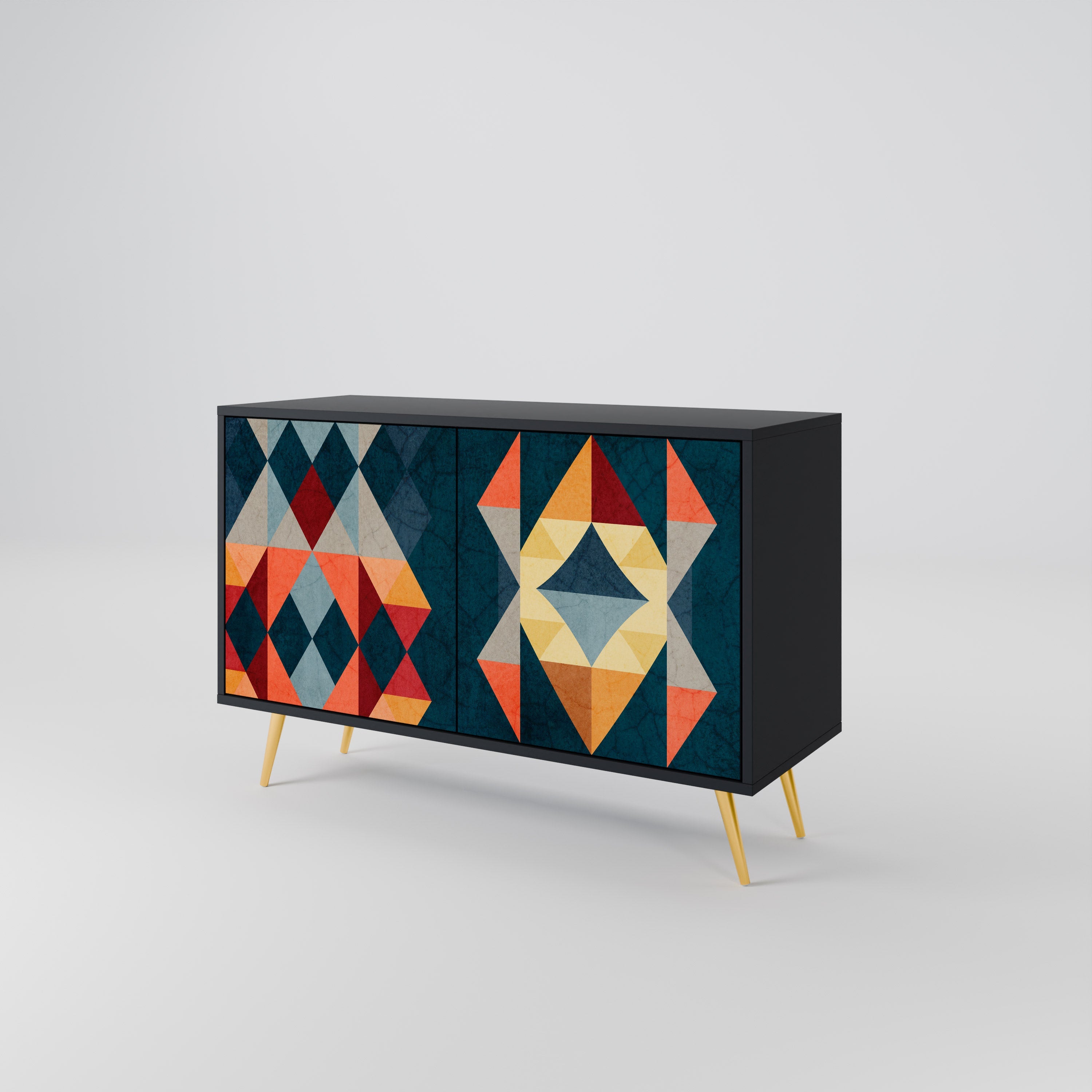 Buffet 2 portes CRACKED ILLUSION finition noire