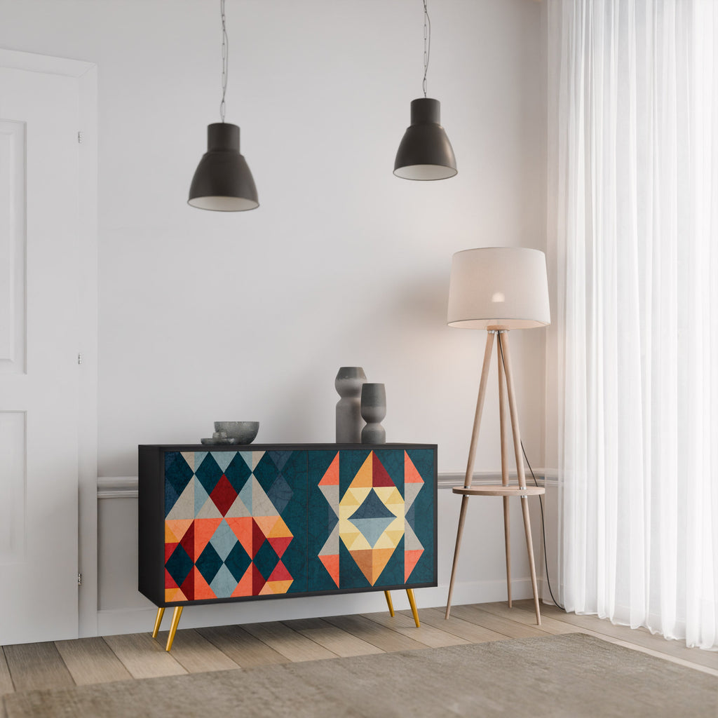 Buffet 2 portes CRACKED ILLUSION finition noire