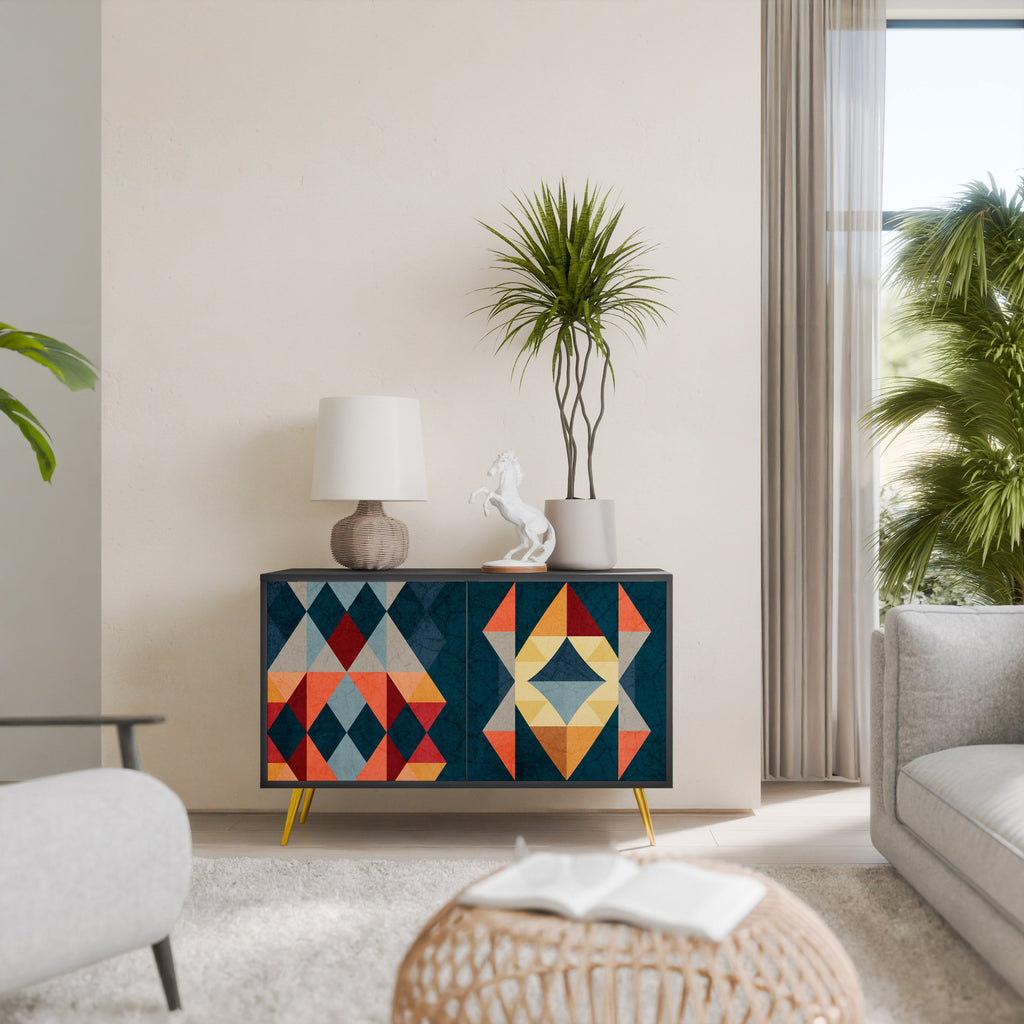 Buffet 2 portes CRACKED ILLUSION finition noire