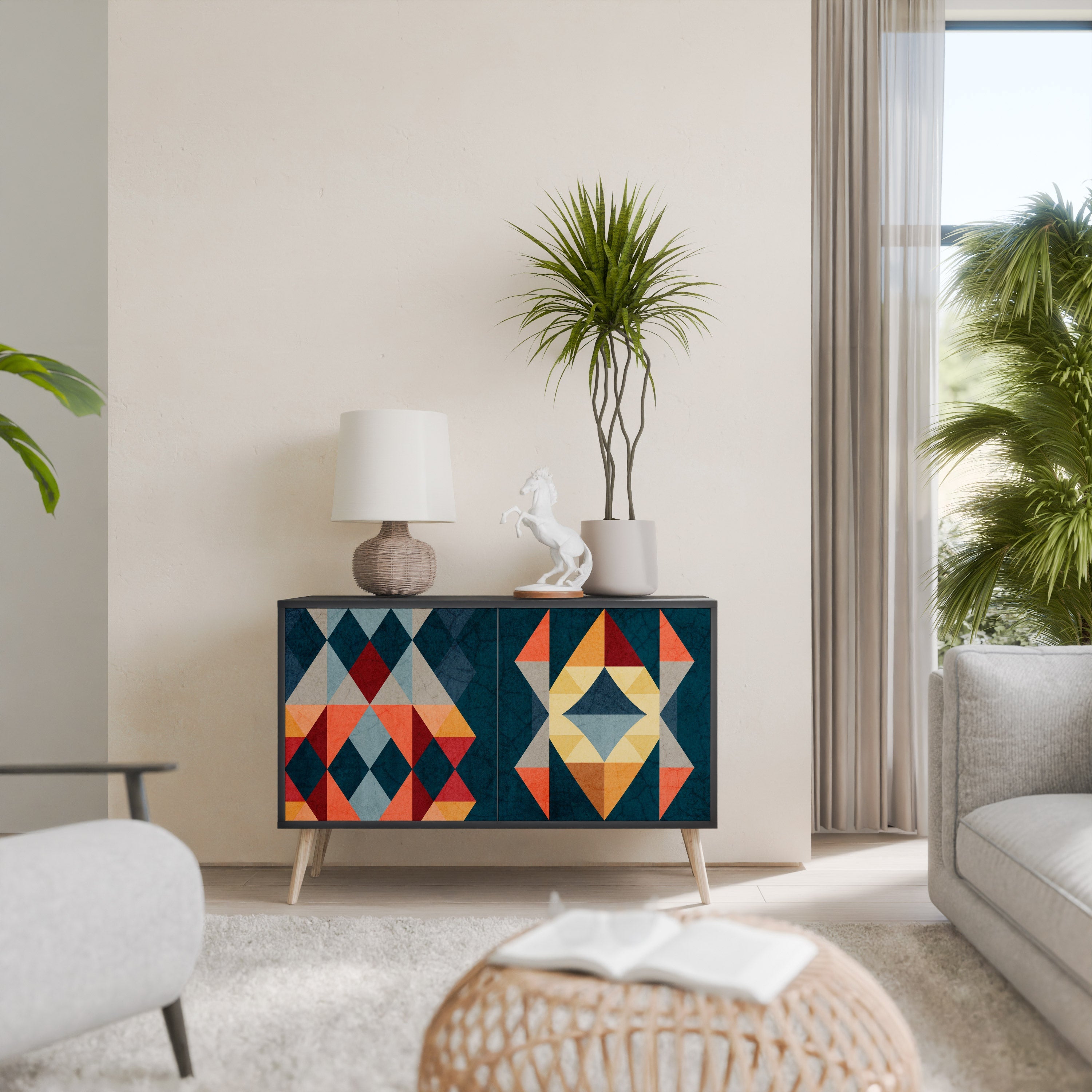 Buffet 2 portes CRACKED ILLUSION finition noire