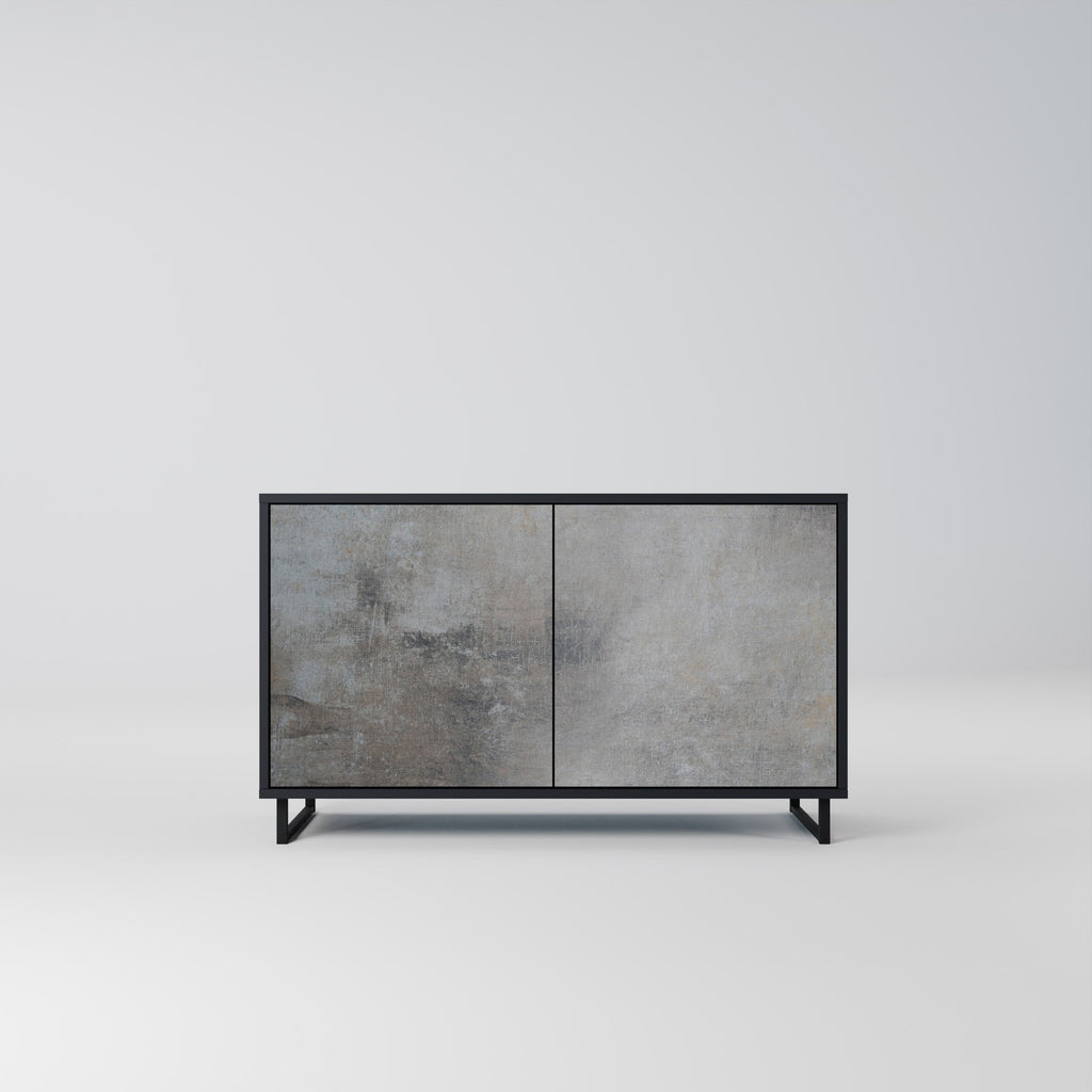 Buffet 2 portes en béton finition noire
