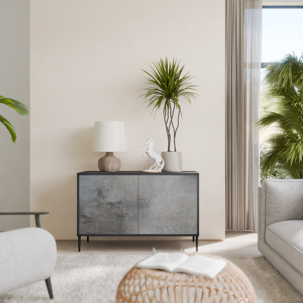 Buffet 2 portes en béton finition noire