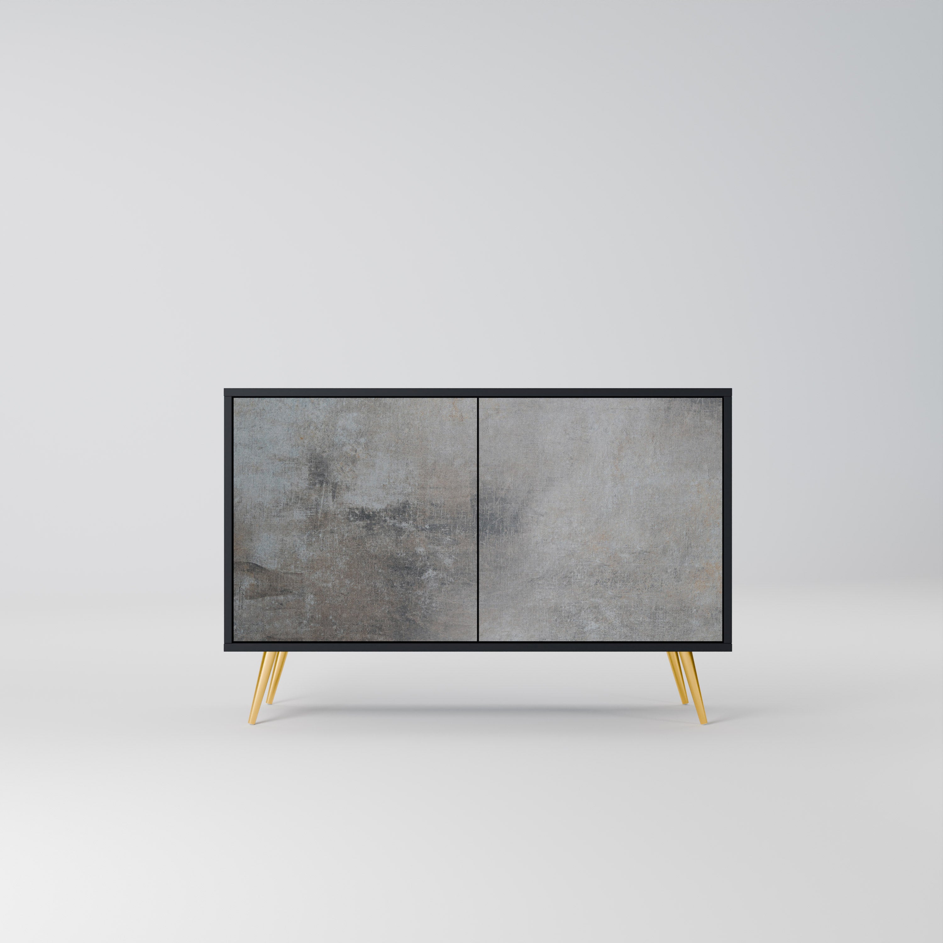 Buffet 2 portes en béton finition noire