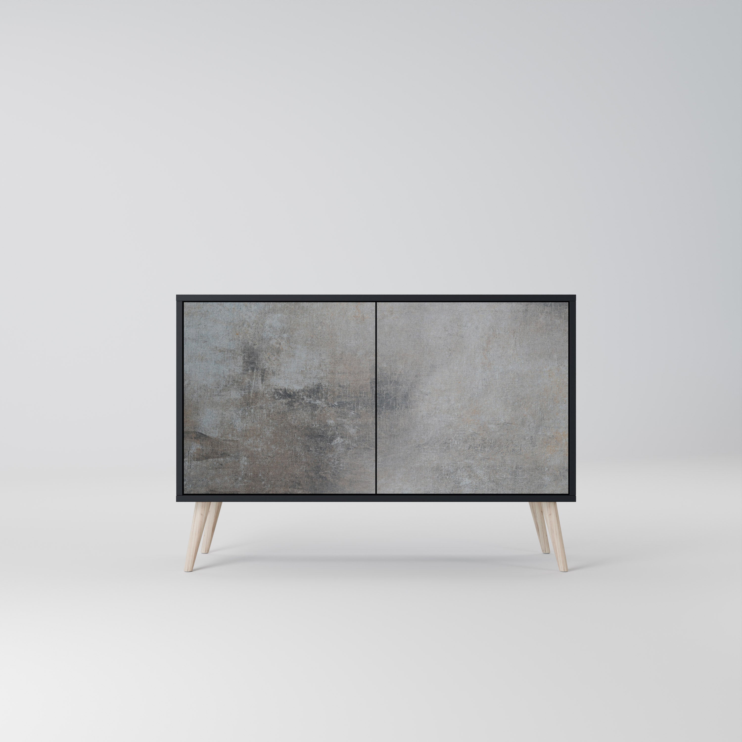 Buffet 2 portes en béton finition noire