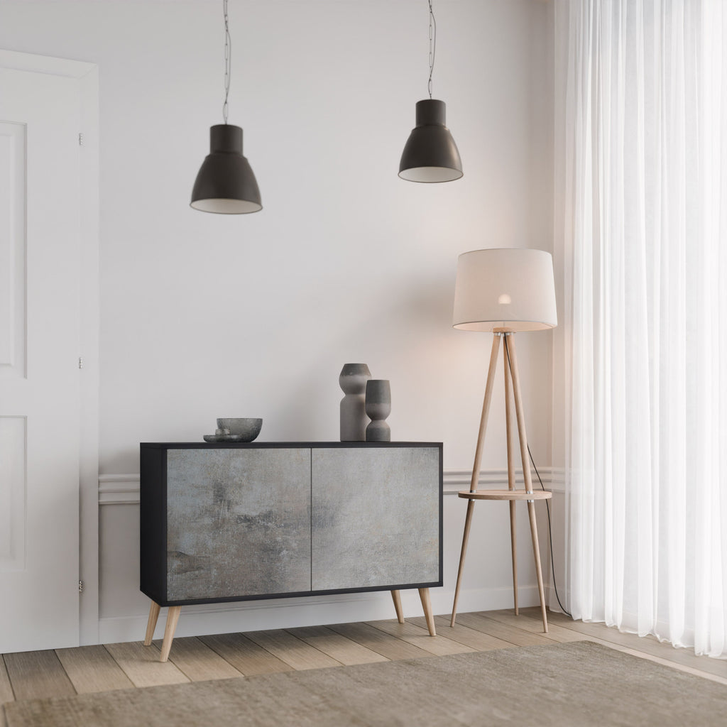 Buffet 2 portes en béton finition noire