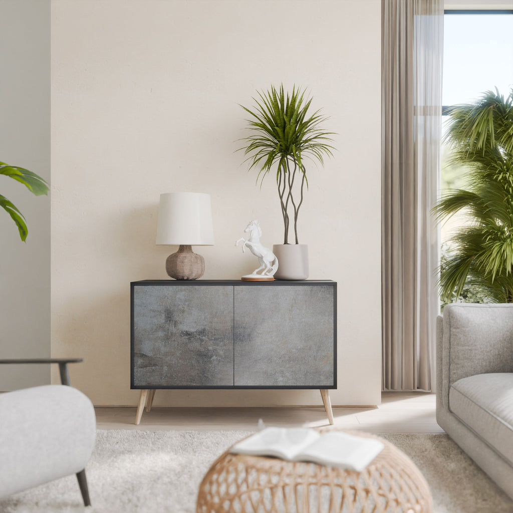 Buffet 2 portes en béton finition noire