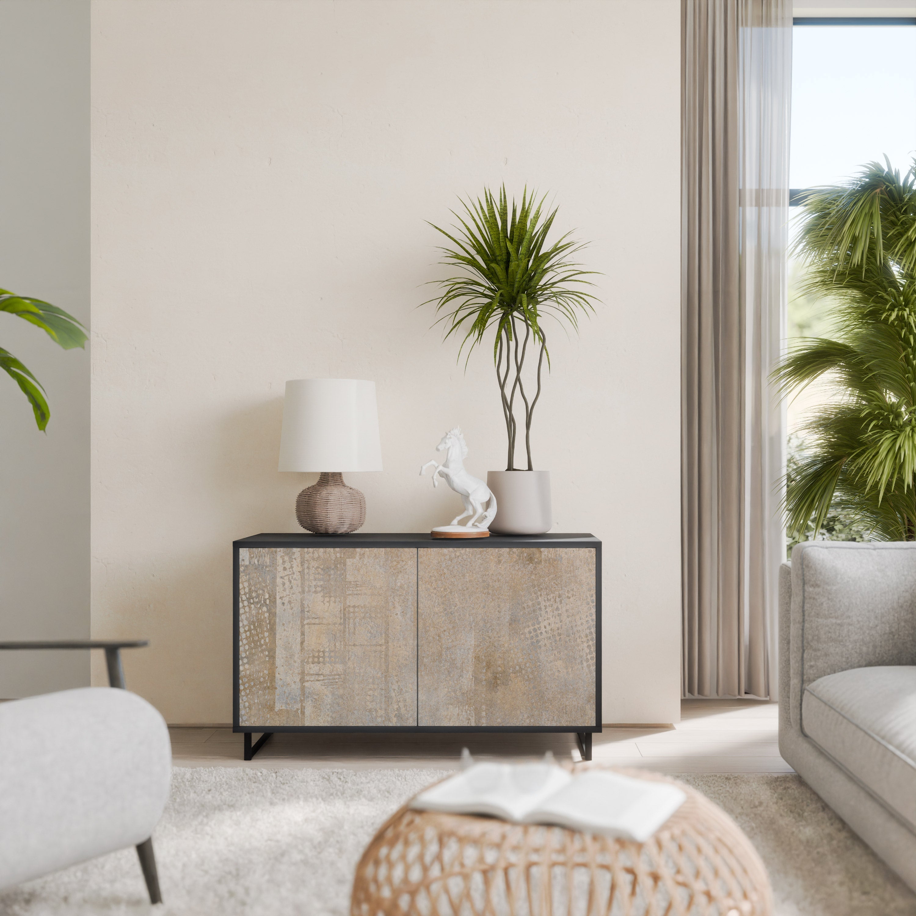 Buffet 2 portes en finition noire