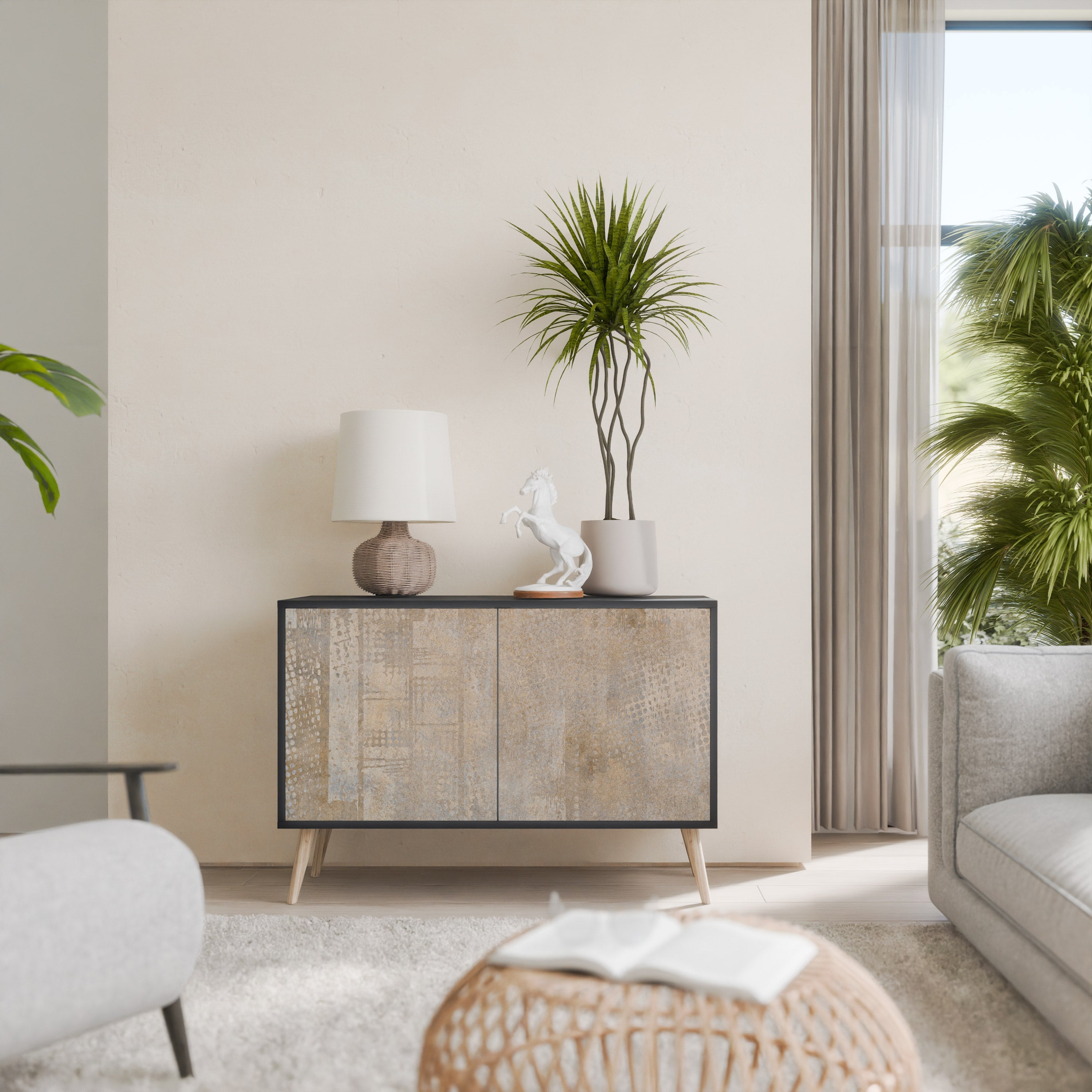 Buffet 2 portes en finition noire