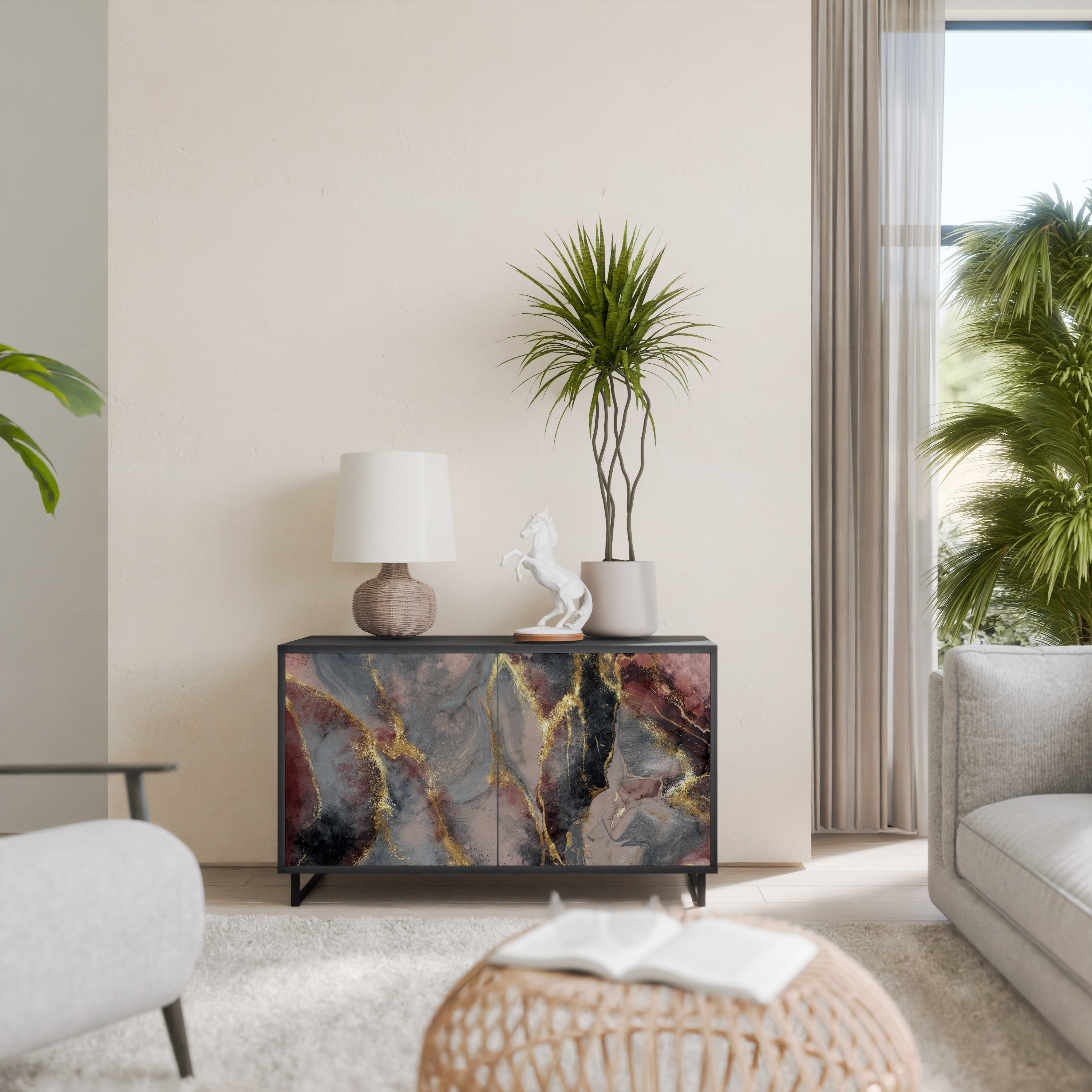 Buffet 2 portes GOLDEN TIDES en finition noire