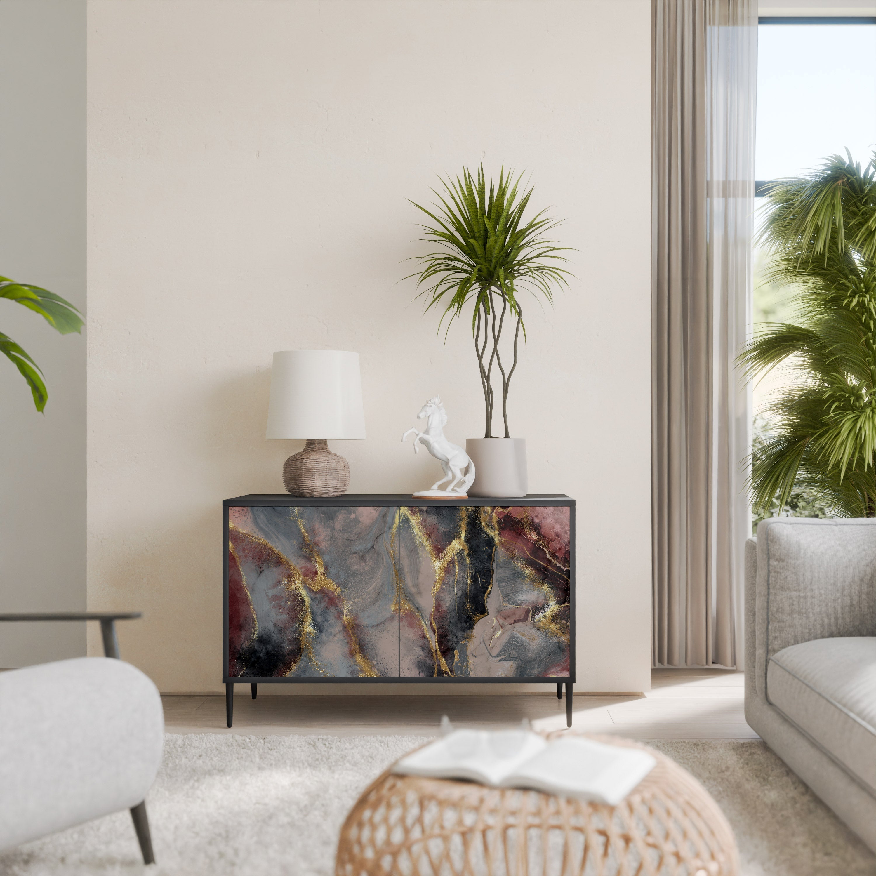 Buffet 2 portes GOLDEN TIDES en finition noire