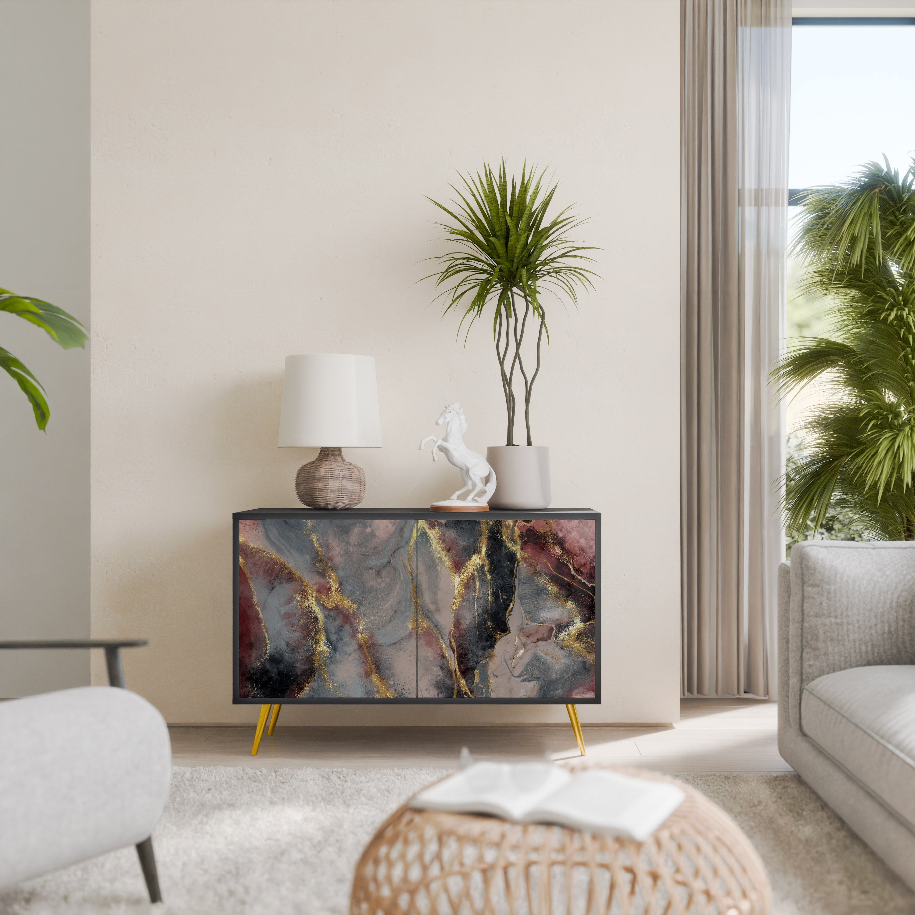 Buffet 2 portes GOLDEN TIDES en finition noire