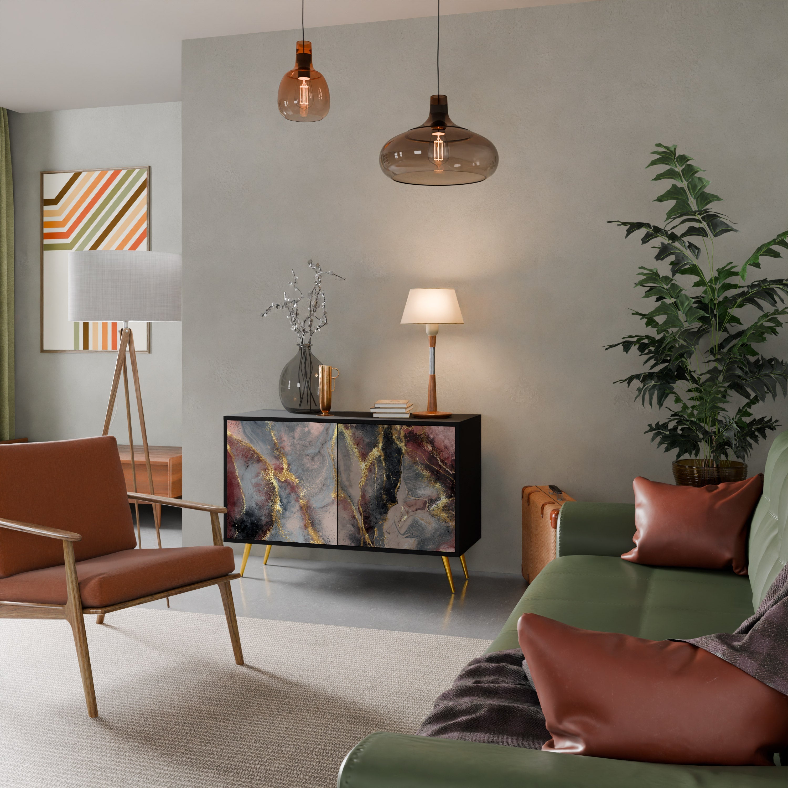 Buffet 2 portes GOLDEN TIDES en finition noire