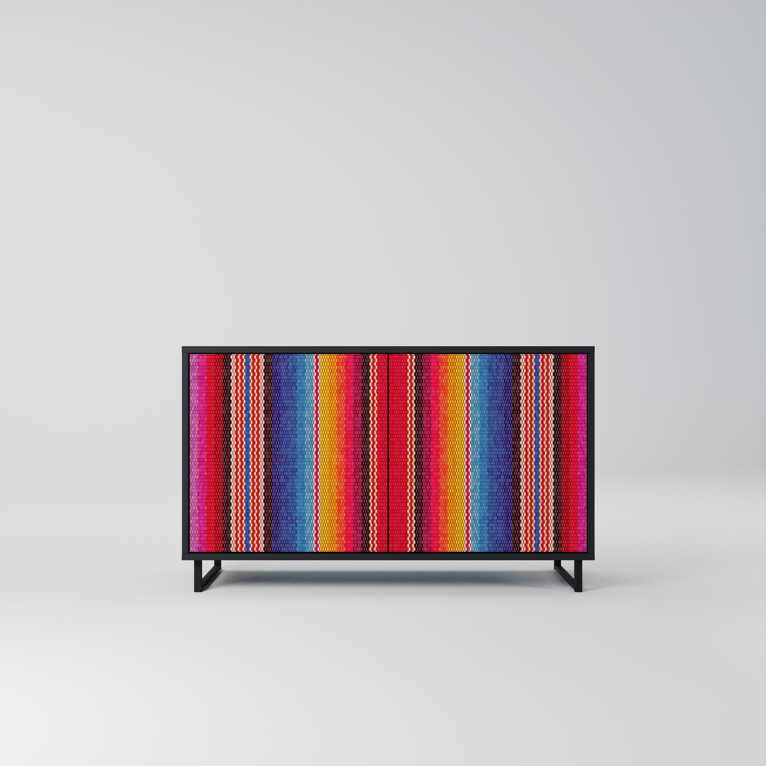 Buffet 2 portes ethnique mexicain en finition noire