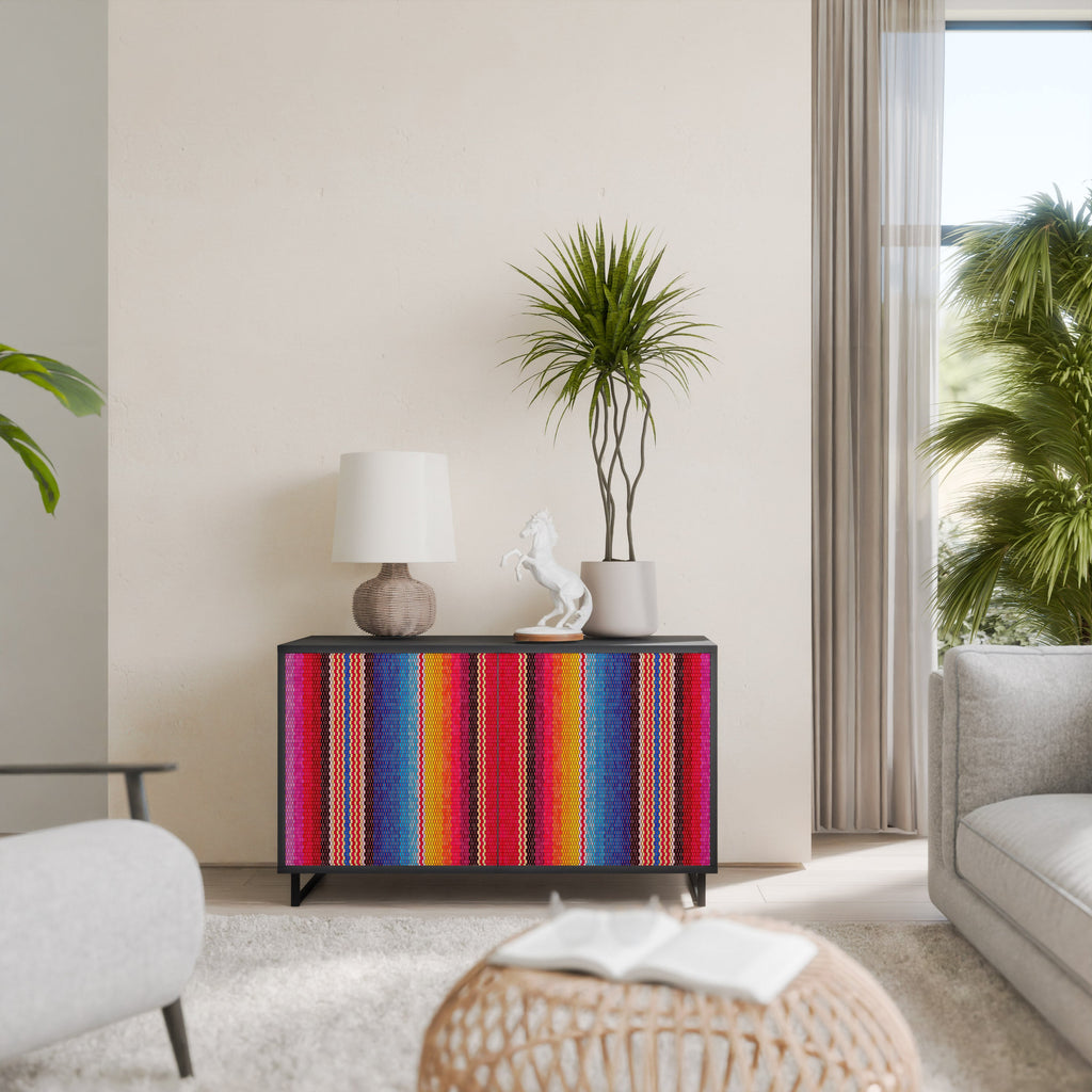 Buffet 2 portes ethnique mexicain en finition noire