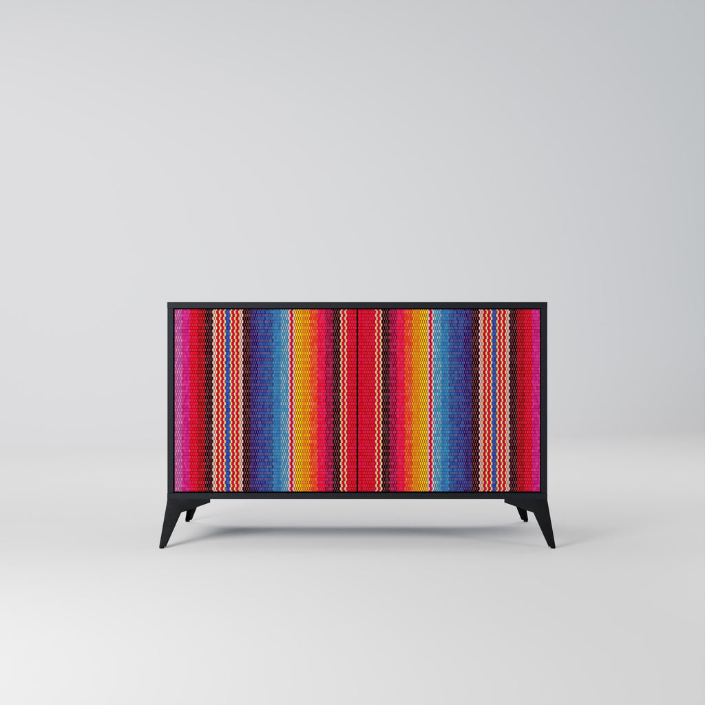 Buffet 2 portes ethnique mexicain en finition noire