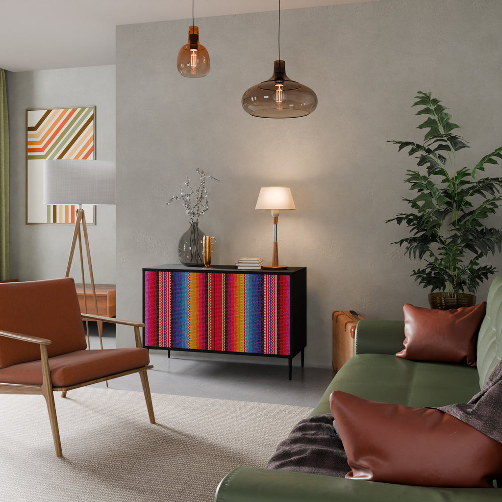 Buffet 2 portes ethnique mexicain en finition noire