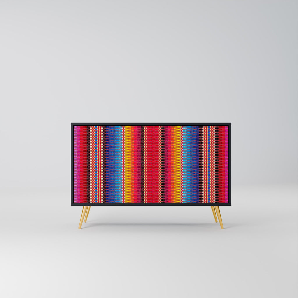 Buffet 2 portes ethnique mexicain en finition noire