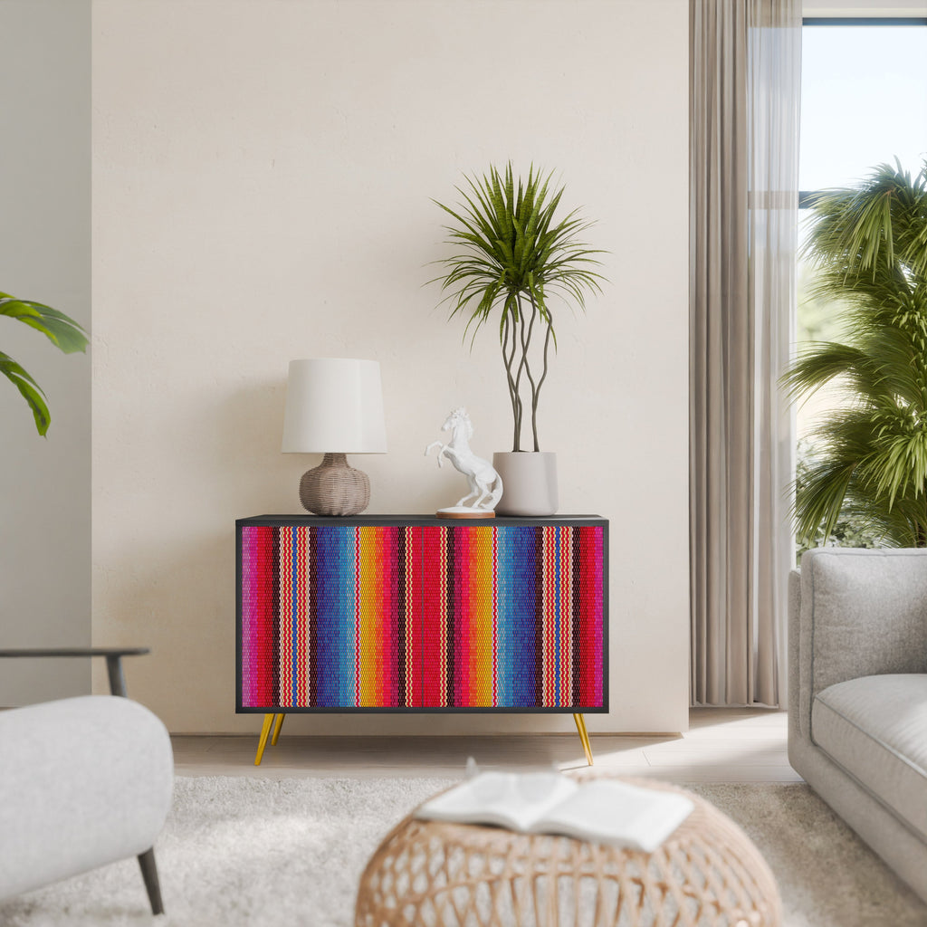 Buffet 2 portes ethnique mexicain en finition noire