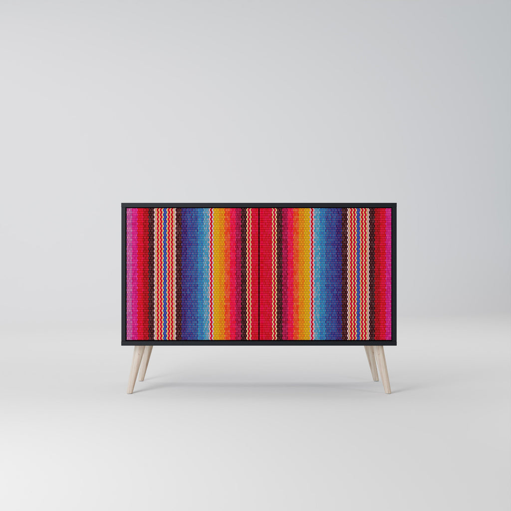 Buffet 2 portes ethnique mexicain en finition noire