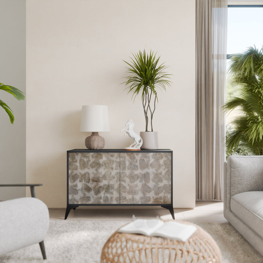 Buffet 2 portes légèrement flou en finition noire