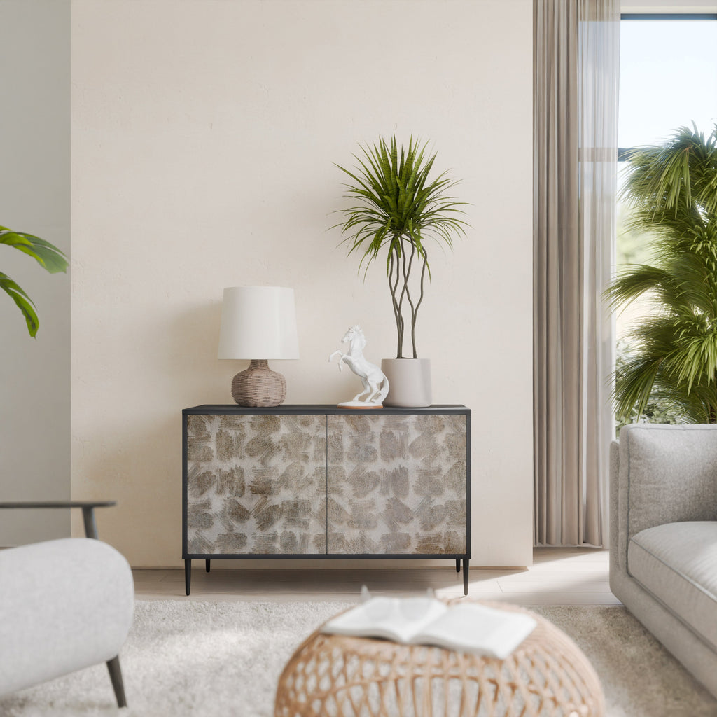 Buffet 2 portes légèrement flou en finition noire