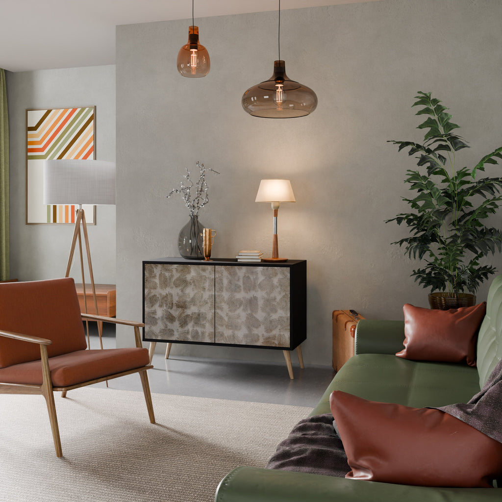 Buffet 2 portes légèrement flou en finition noire