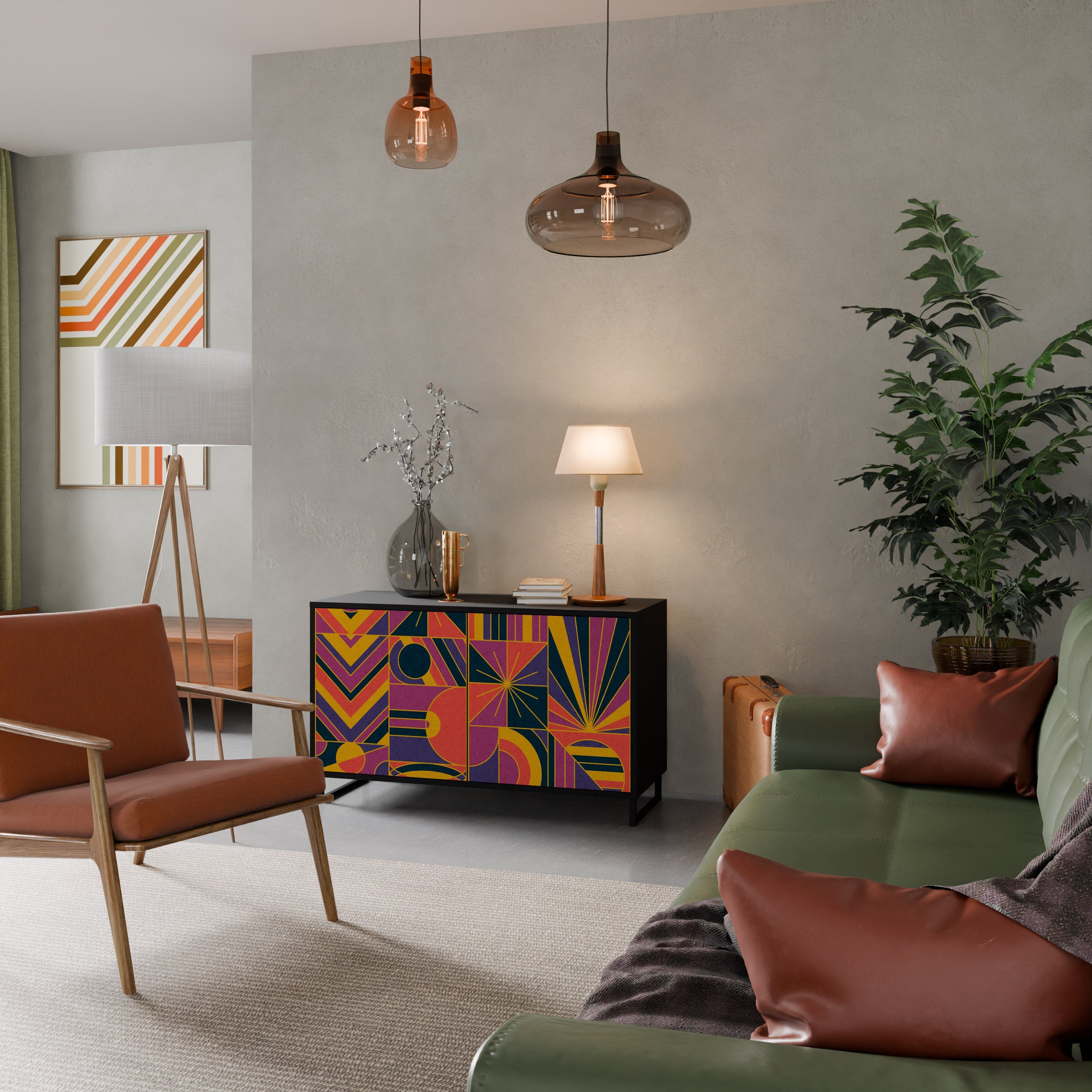 Buffet 2 portes ELECTRIC PATTERNS finition noire