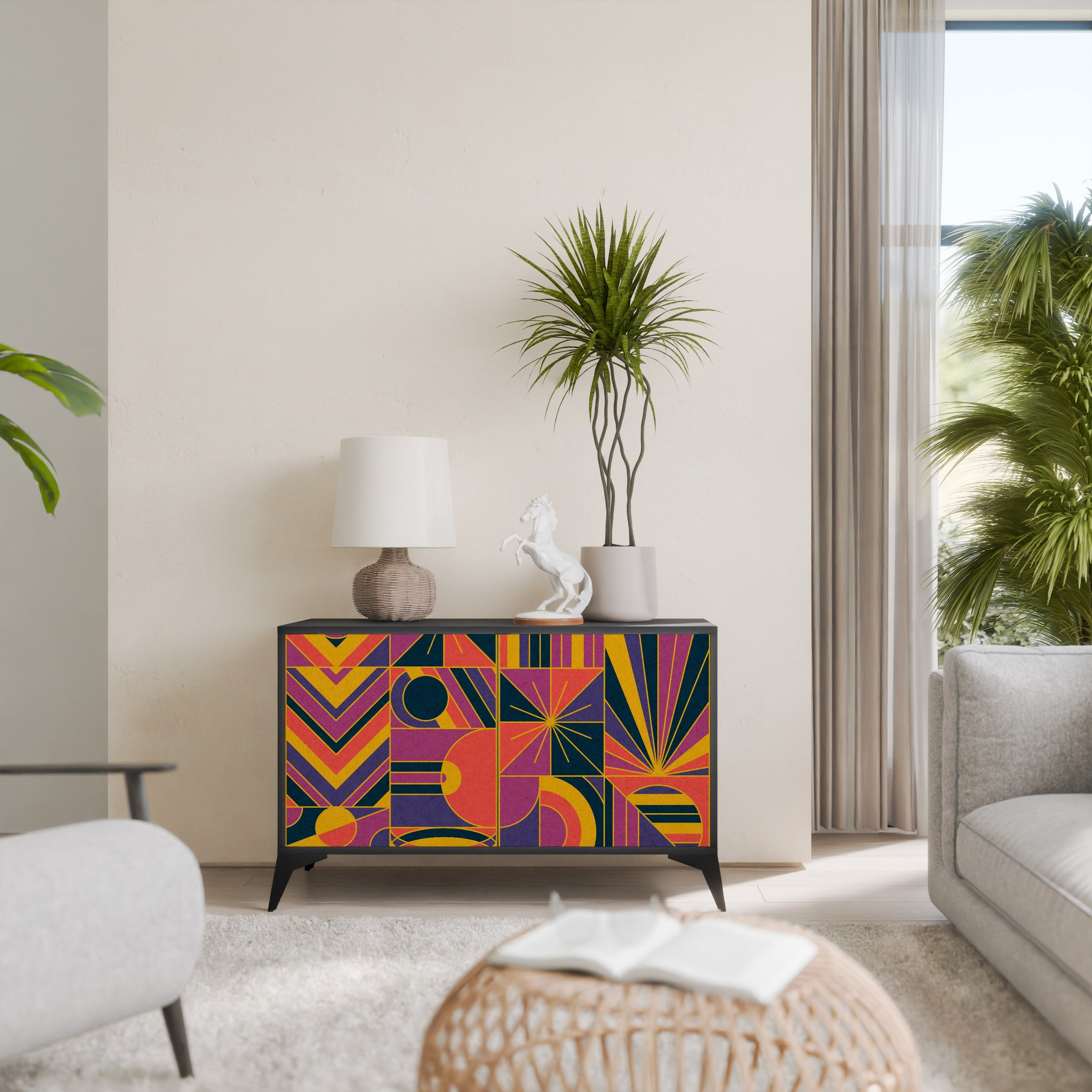 Buffet 2 portes ELECTRIC PATTERNS finition noire