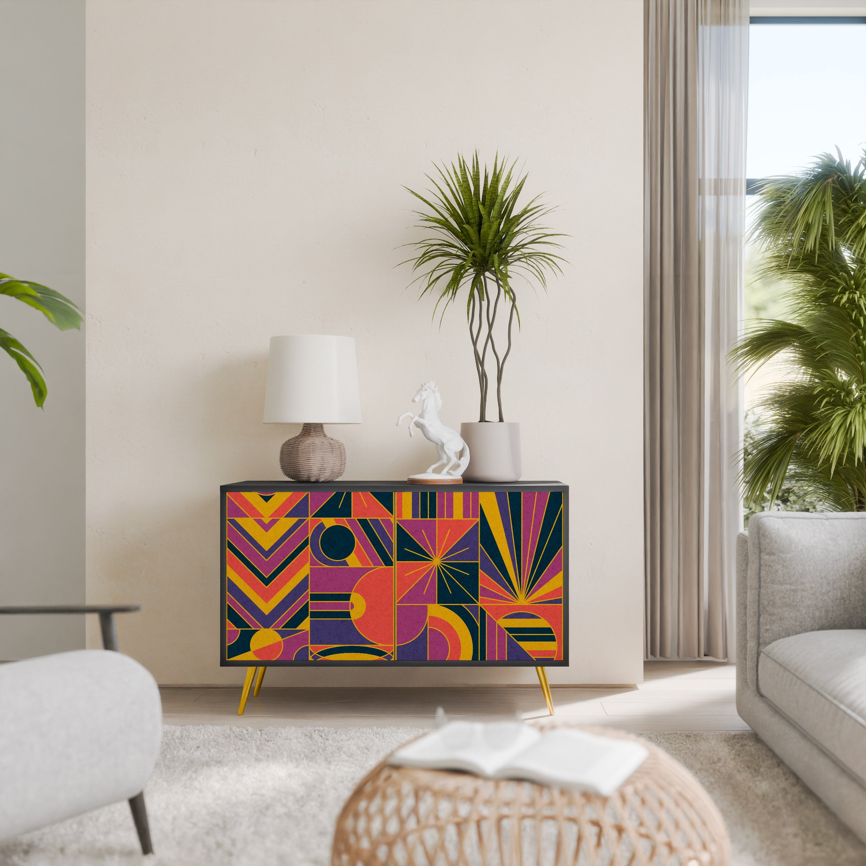 Buffet 2 portes ELECTRIC PATTERNS finition noire