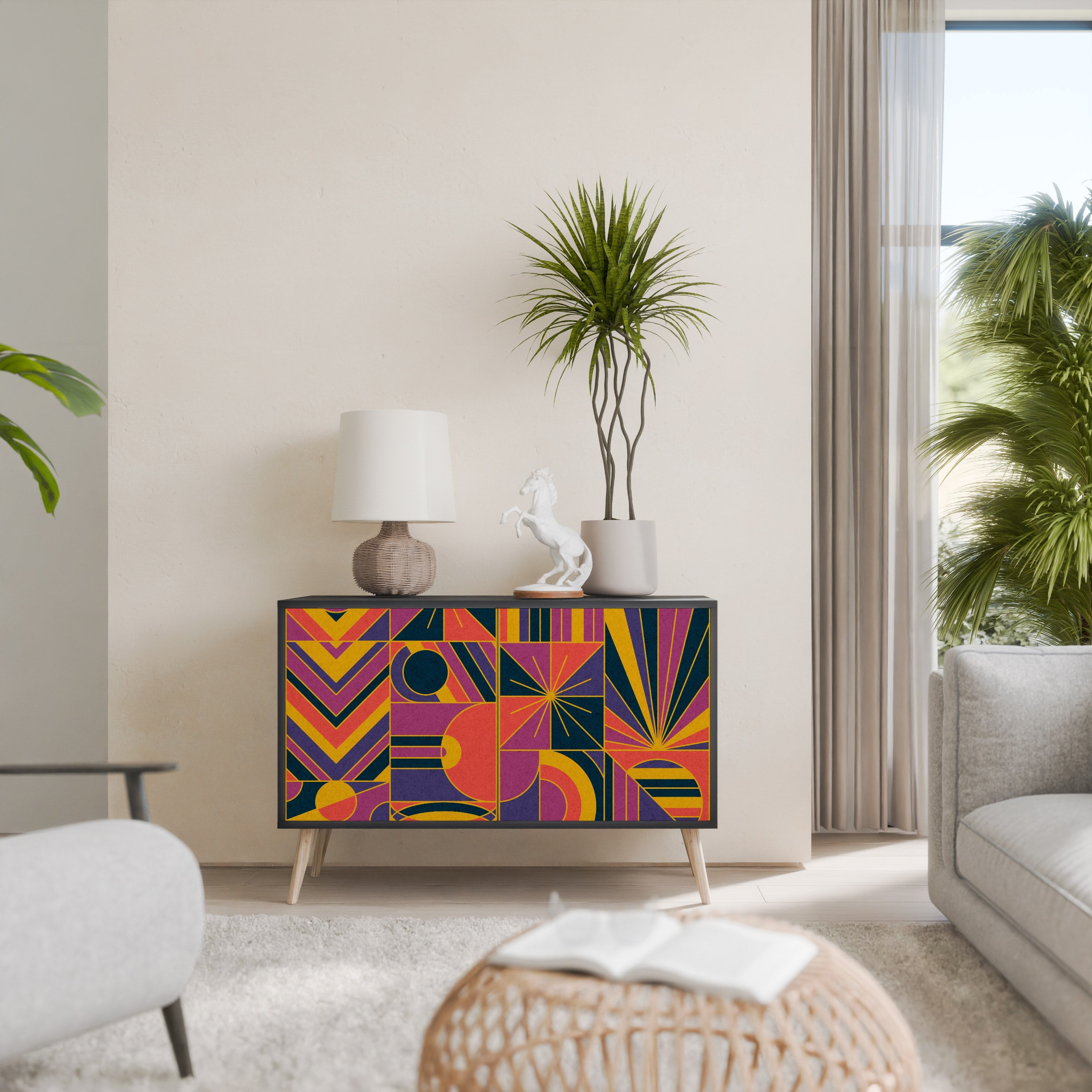 Buffet 2 portes ELECTRIC PATTERNS finition noire