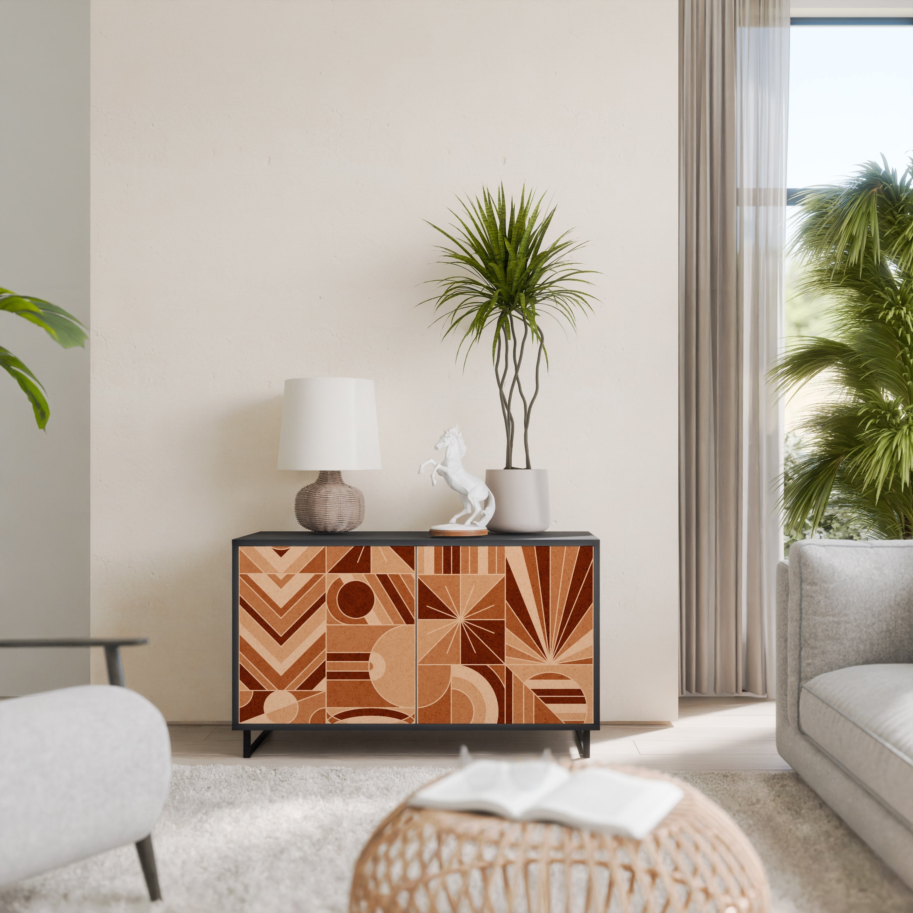 Buffet 2 portes PRISM MOSAIC finition noire