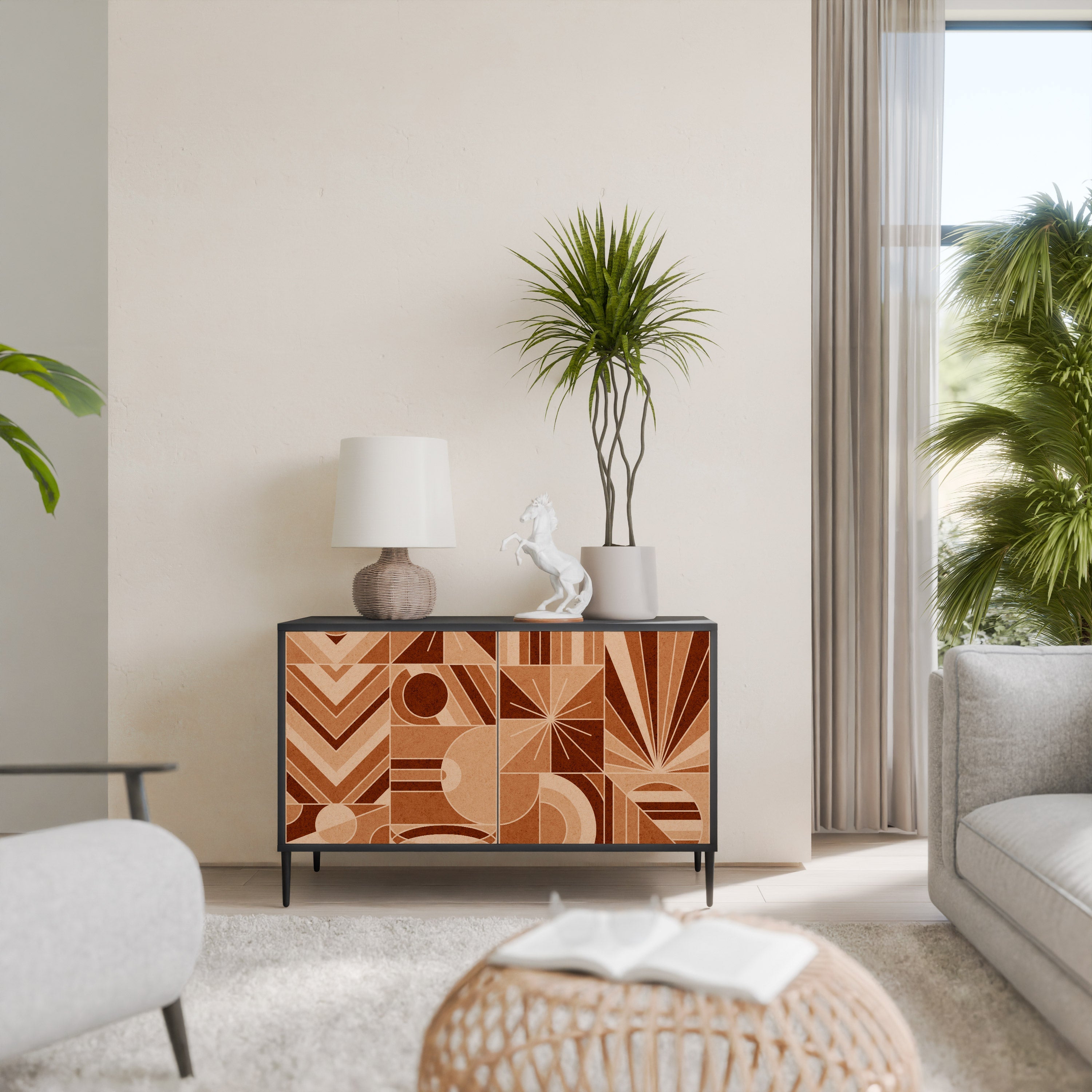 Buffet 2 portes PRISM MOSAIC finition noire