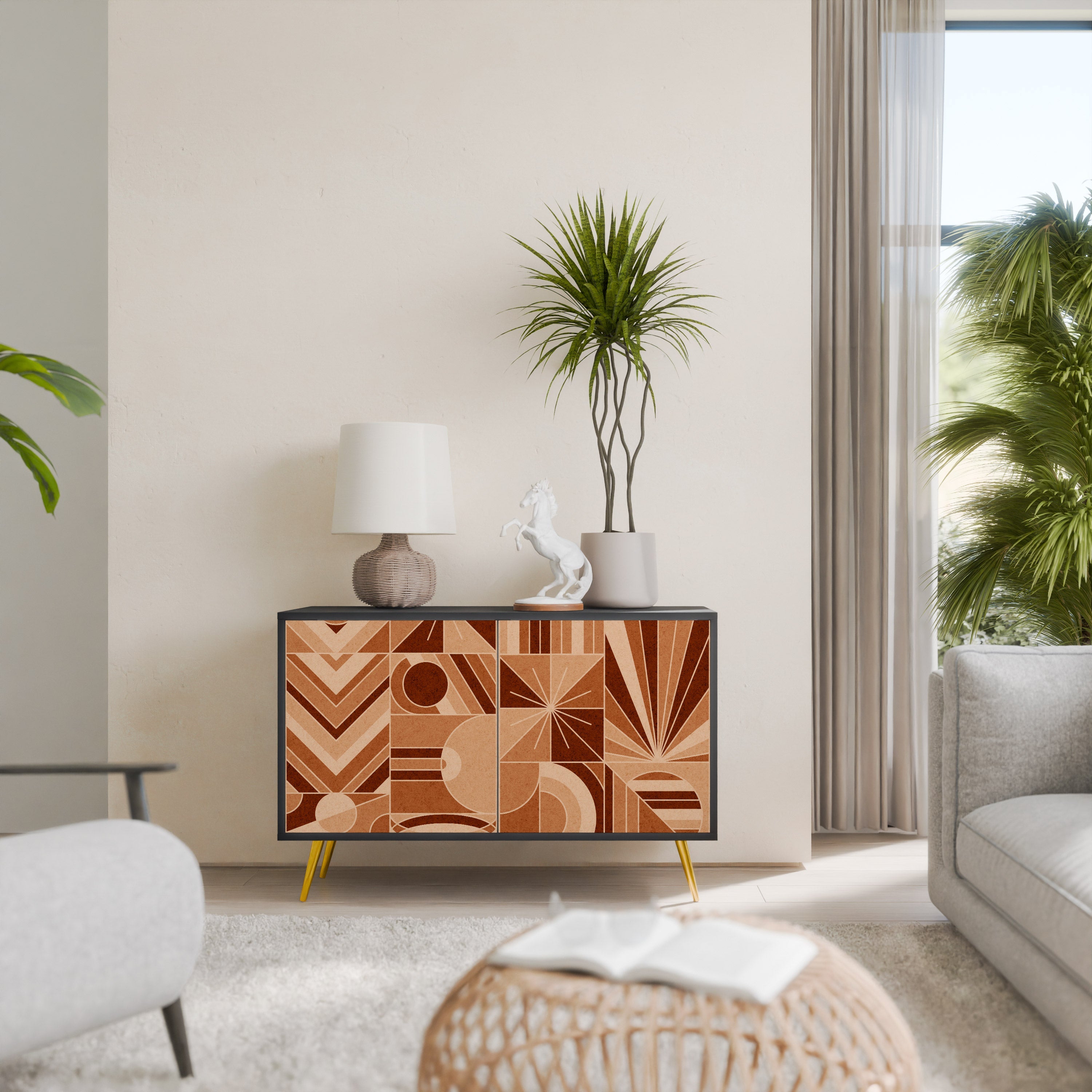 Buffet 2 portes PRISM MOSAIC finition noire