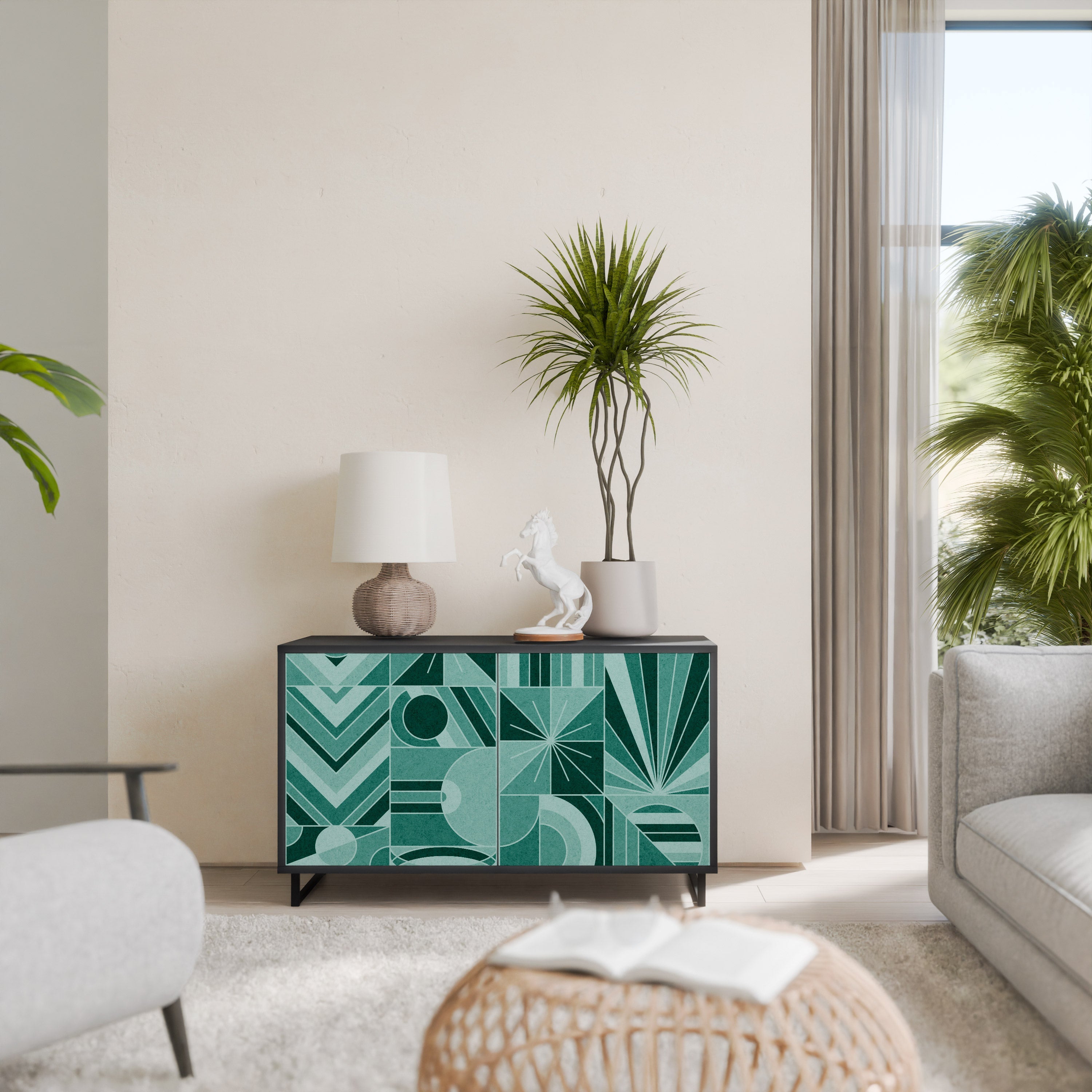 Buffet 2 portes HARMONIC GRID finition noire