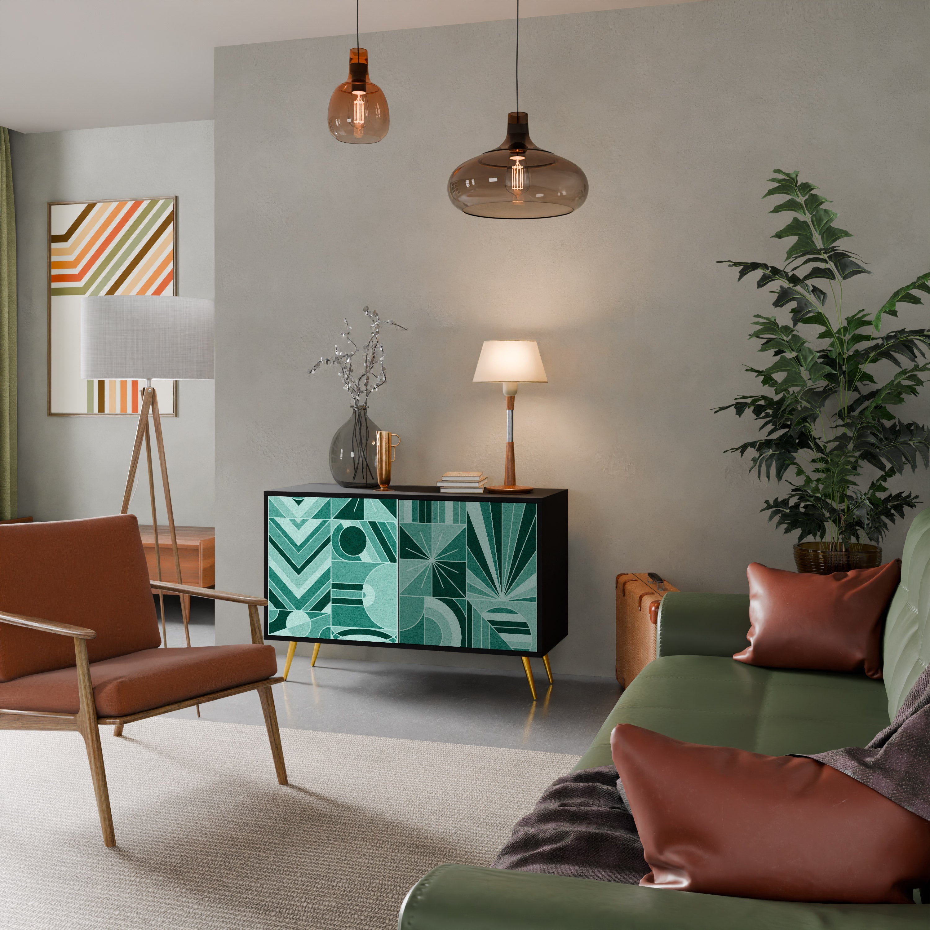 Buffet 2 portes HARMONIC GRID finition noire